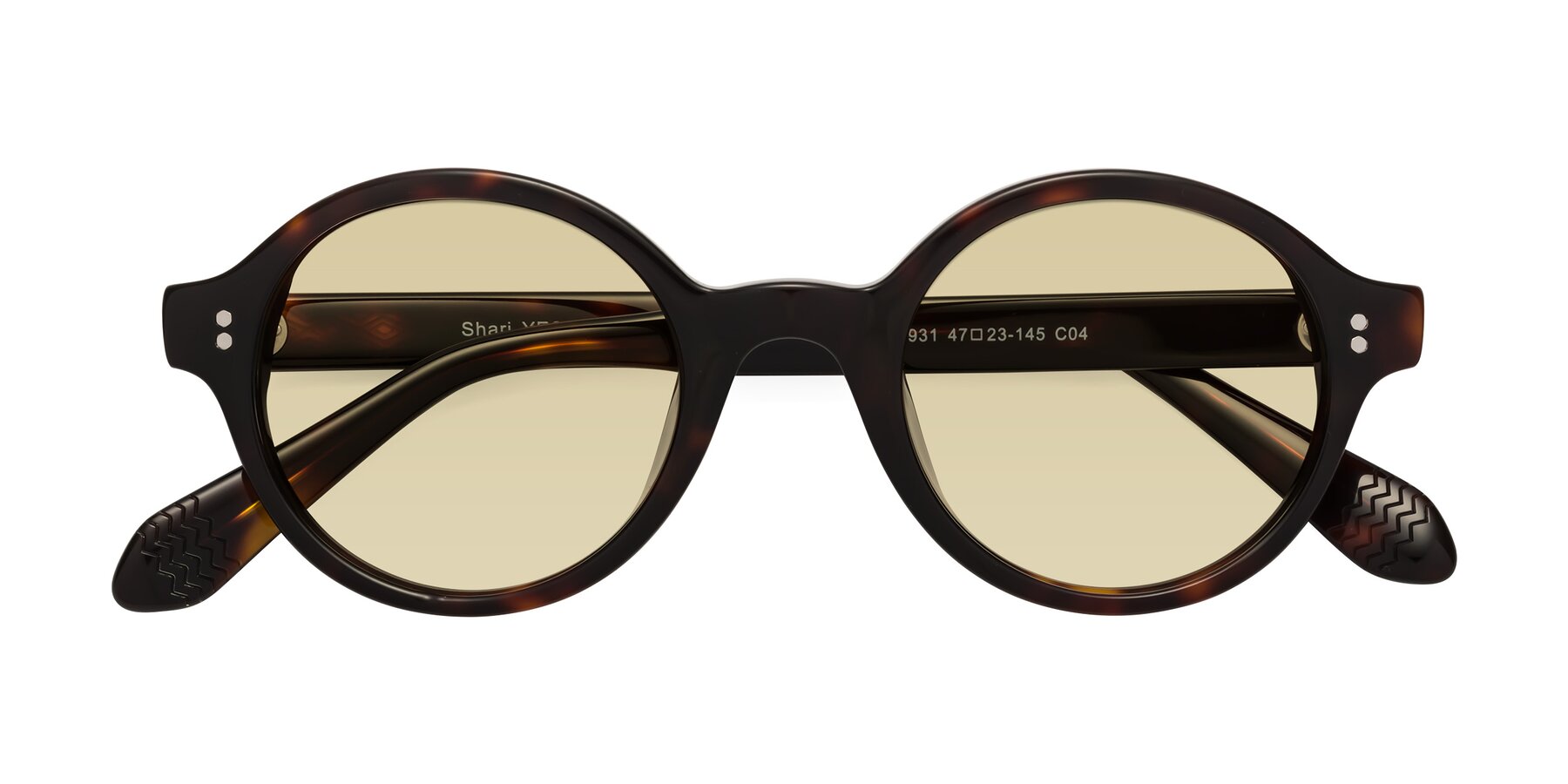 Folded Front of Shari in Dark Tortoise with Light Champagne Tinted Lenses