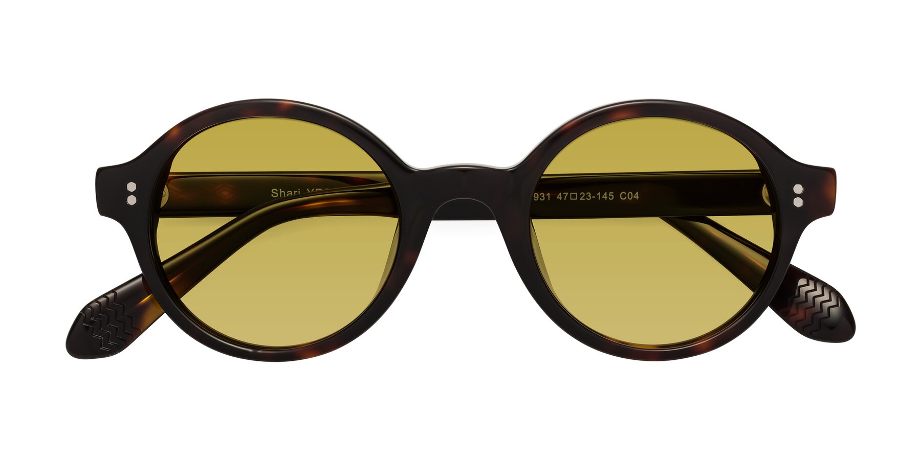 Folded Front of Shari in Dark Tortoise with Champagne Tinted Lenses