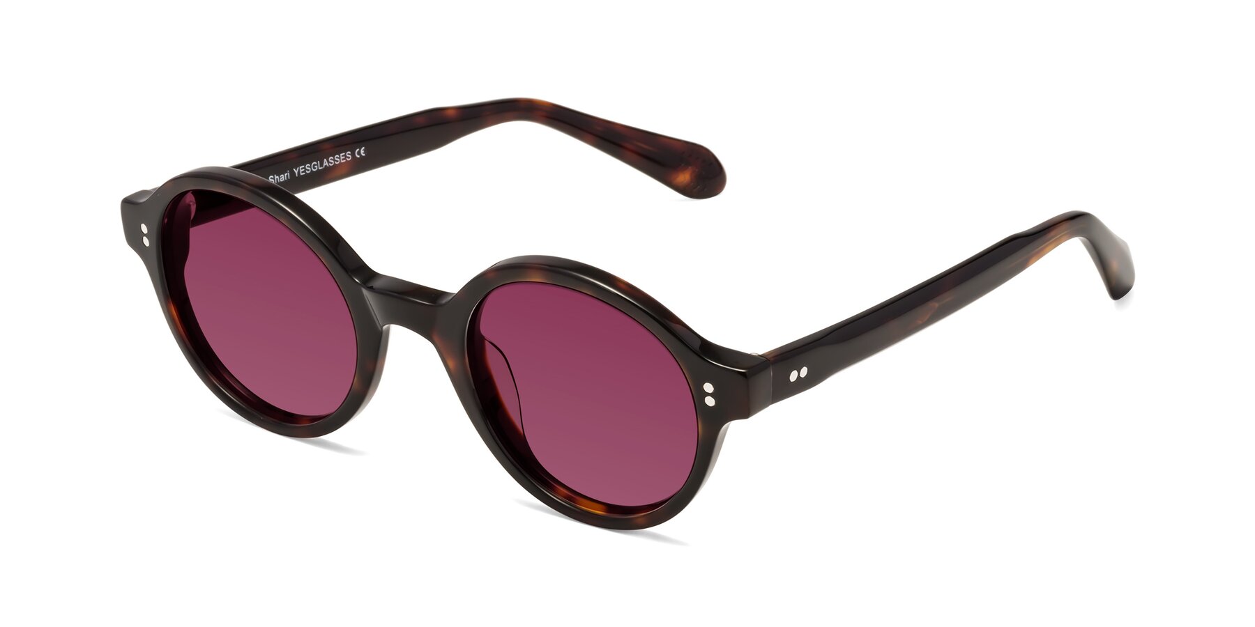 Angle of Shari in Dark Tortoise with Wine Tinted Lenses