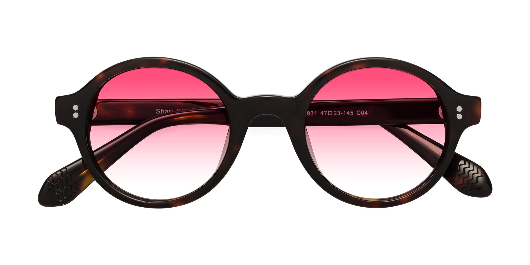 Folded Front of Shari in Dark Tortoise with Pink Gradient Lenses