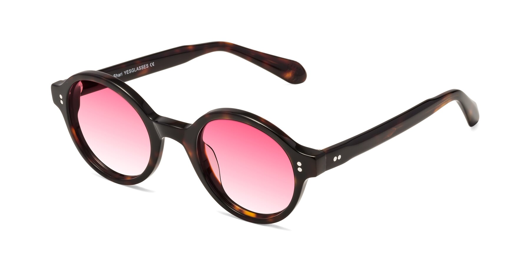 Angle of Shari in Dark Tortoise with Pink Gradient Lenses