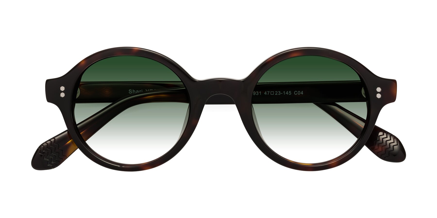 Folded Front of Shari in Dark Tortoise with Green Gradient Lenses