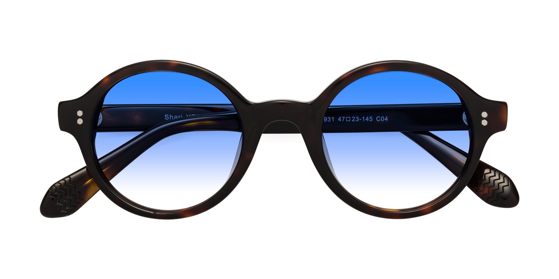 Folded Front of Shari in Dark Tortoise with Blue Gradient Lenses