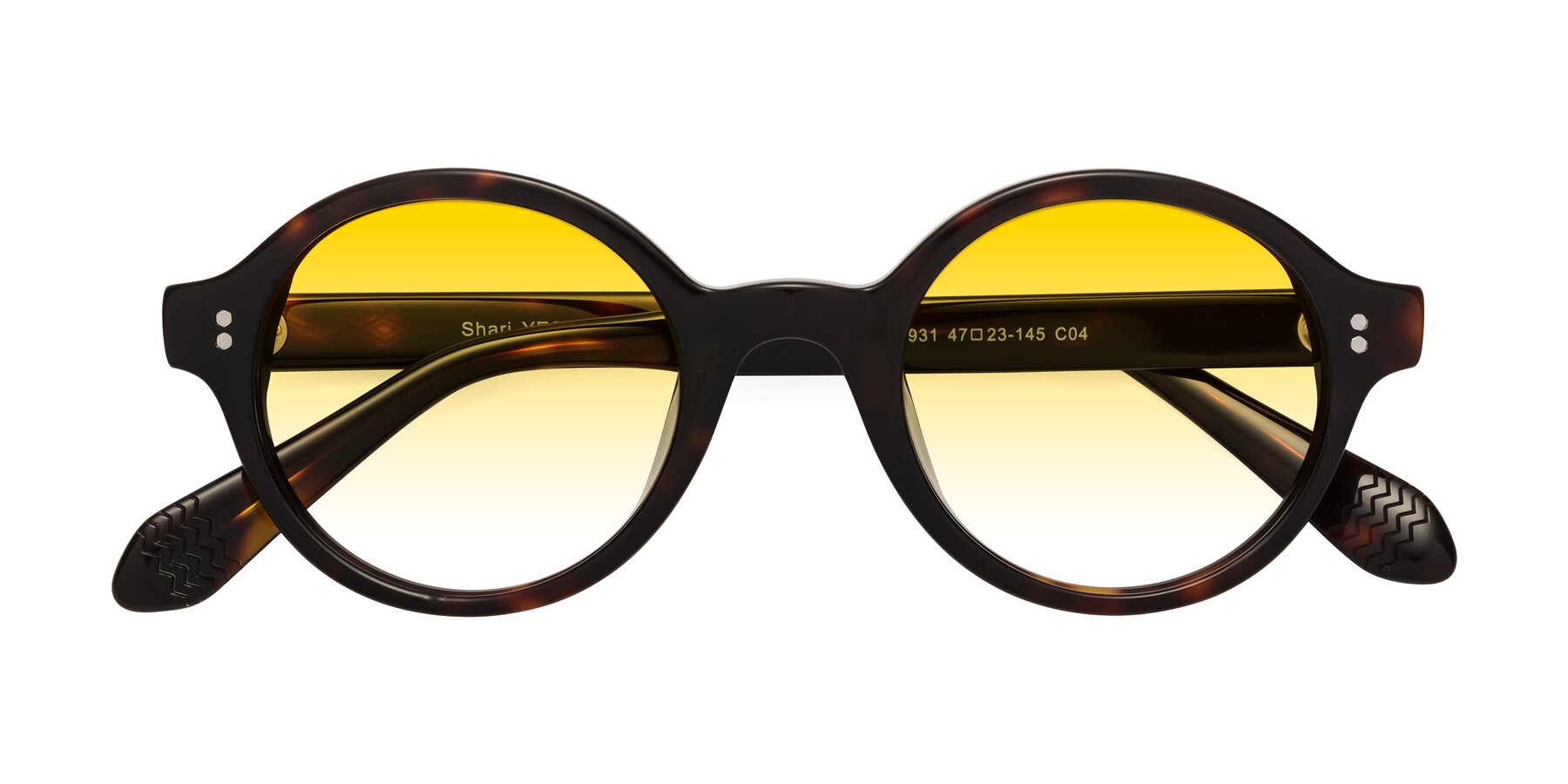 Folded Front of Shari in Dark Tortoise with Yellow Gradient Lenses