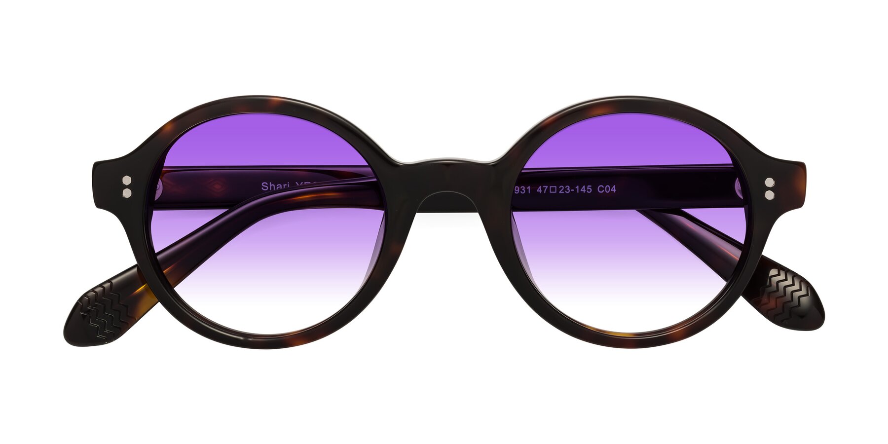 Folded Front of Shari in Dark Tortoise with Purple Gradient Lenses