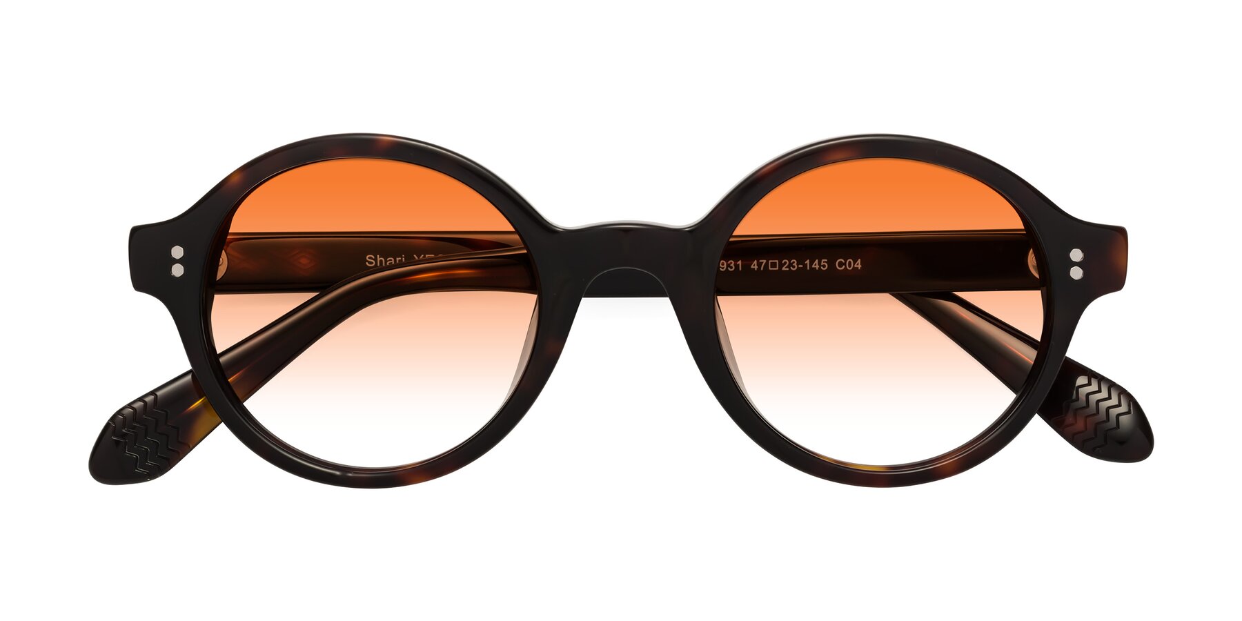 Folded Front of Shari in Dark Tortoise with Orange Gradient Lenses