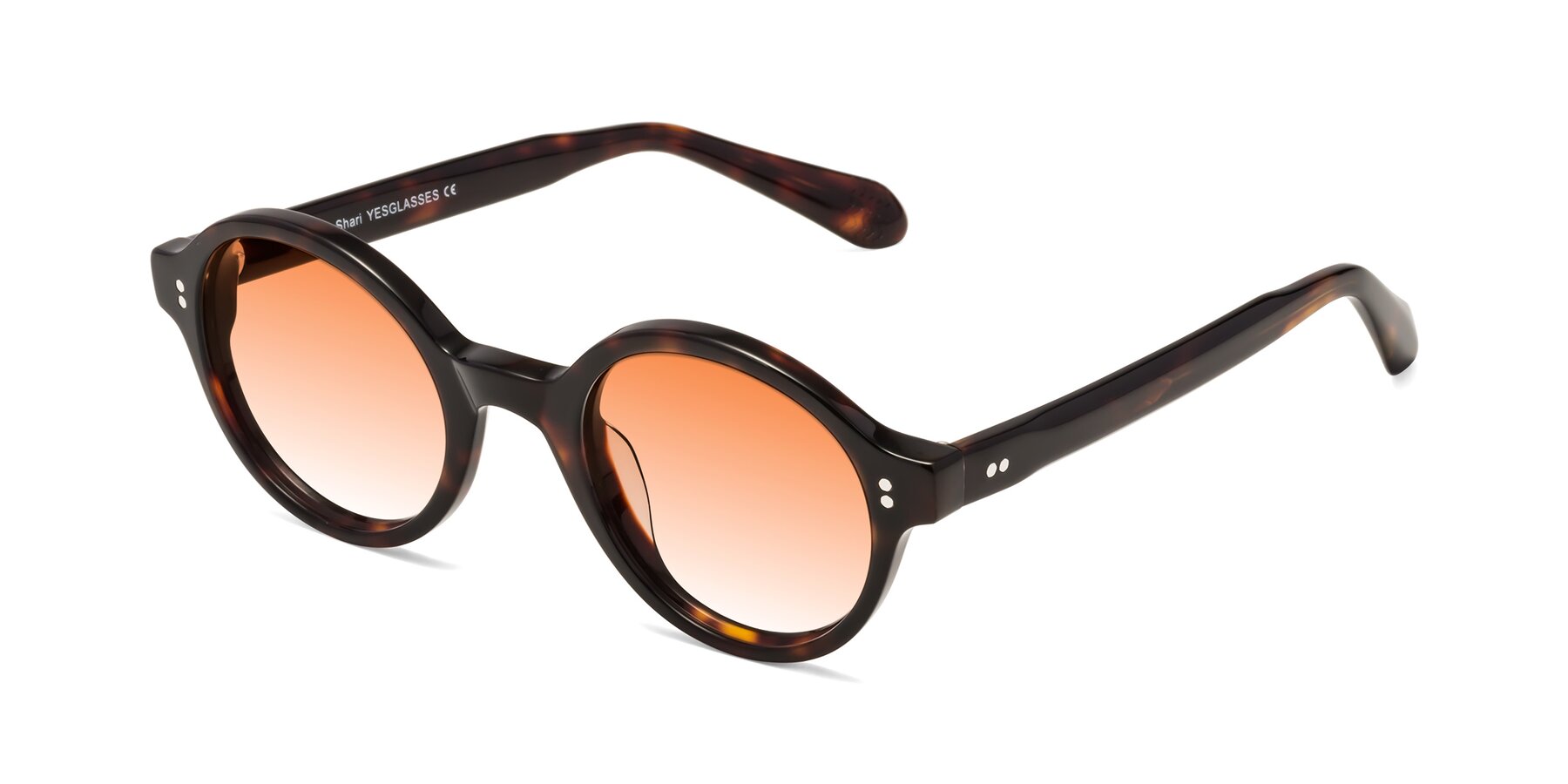 Angle of Shari in Dark Tortoise with Orange Gradient Lenses