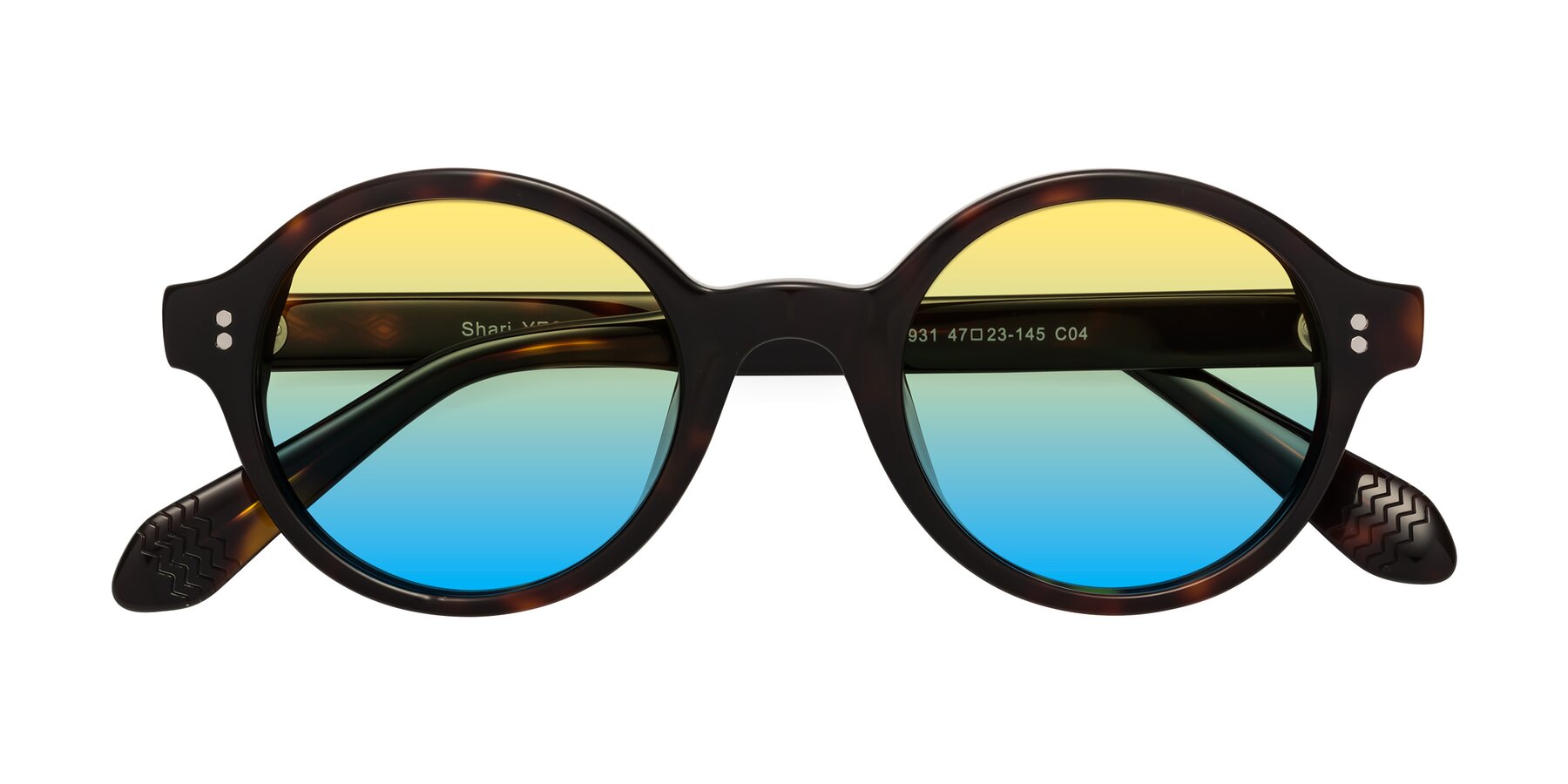 Folded Front of Shari in Dark Tortoise with Yellow / Blue Gradient Lenses