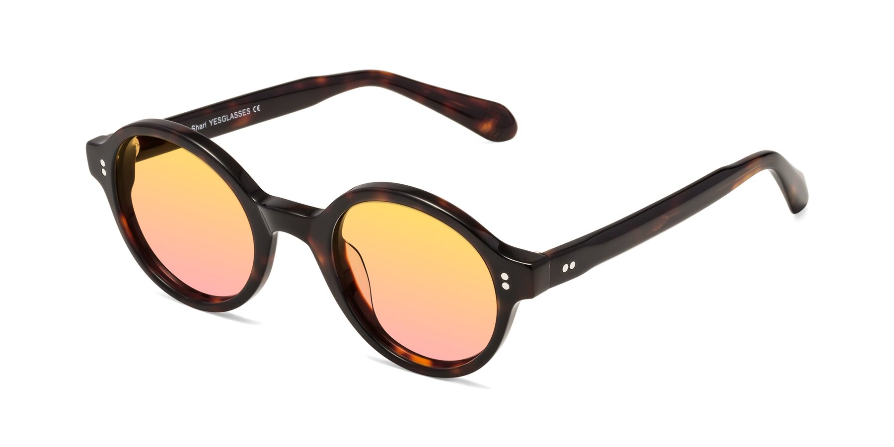 Angle of Shari in Dark Tortoise with Yellow / Pink Gradient Lenses