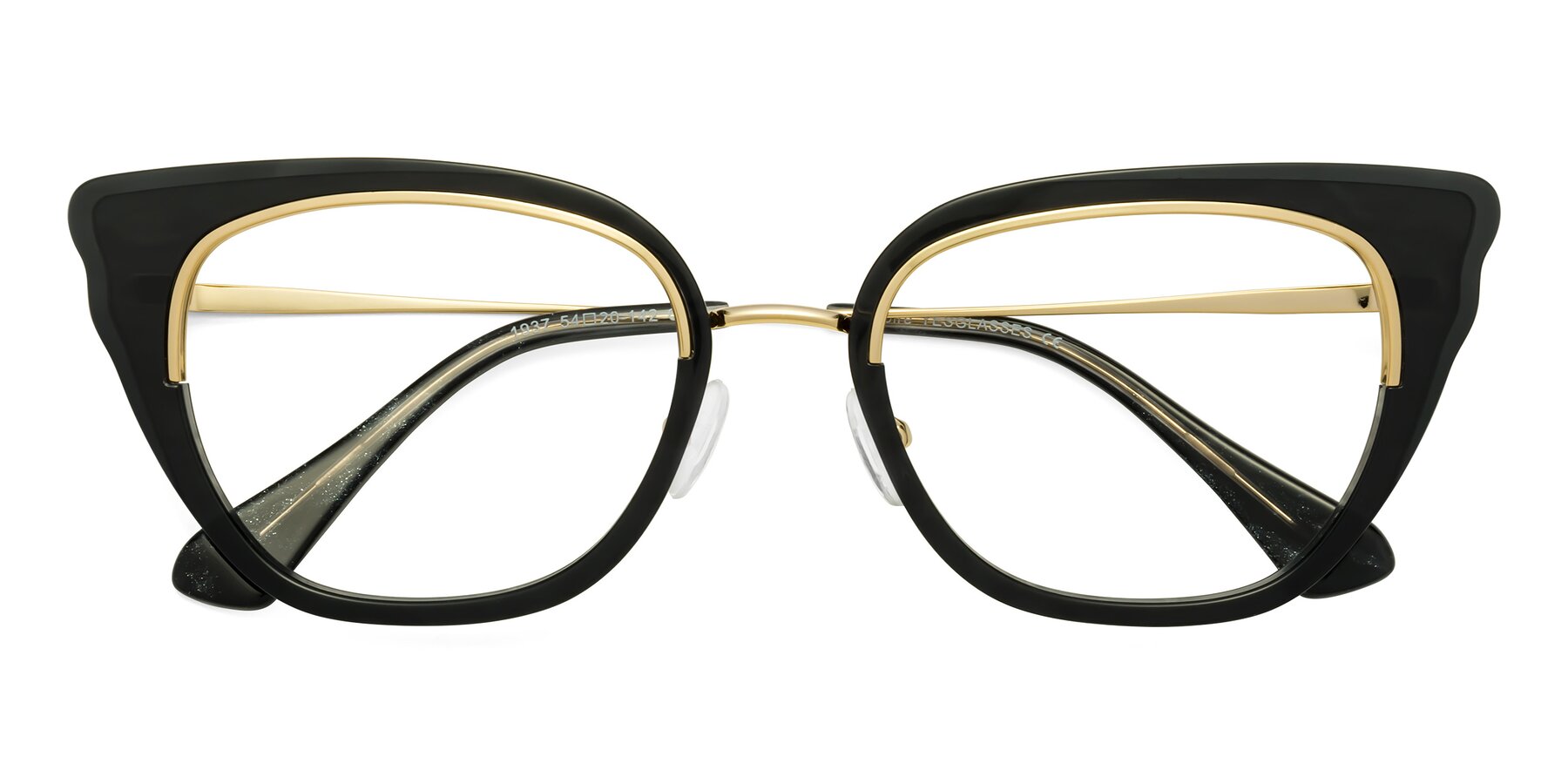 Folded Front of Spire in Black-Gold with Clear Blue Light Blocking Lenses