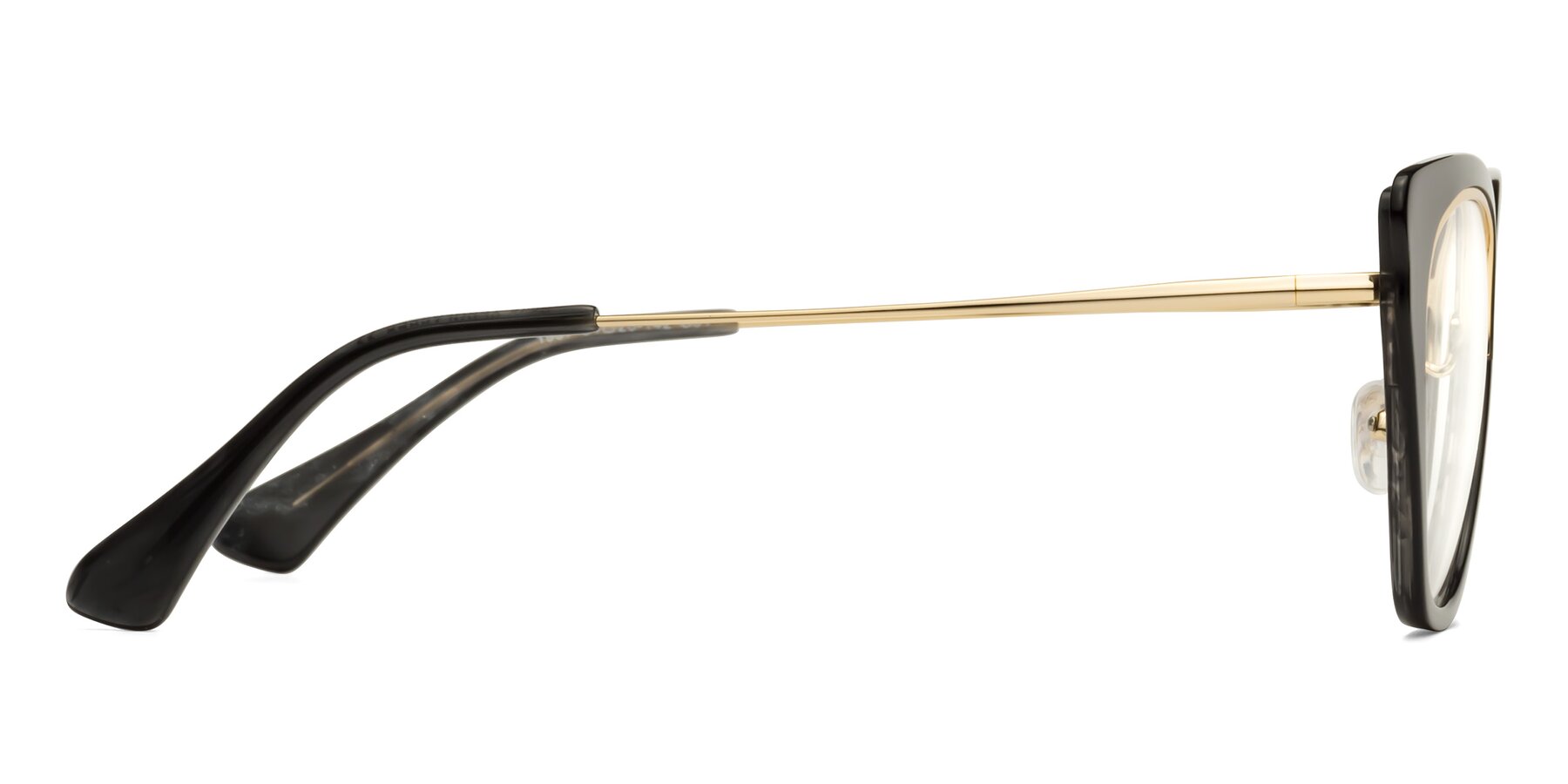 Side of Spire in Black-Gold with Clear Reading Eyeglass Lenses