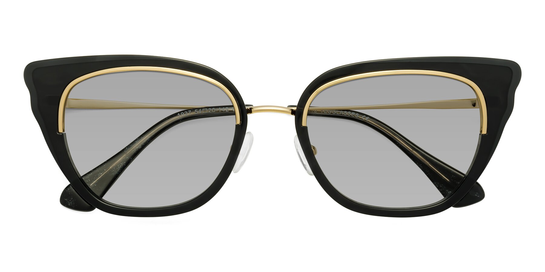 Folded Front of Spire in Black-Gold with Light Gray Tinted Lenses