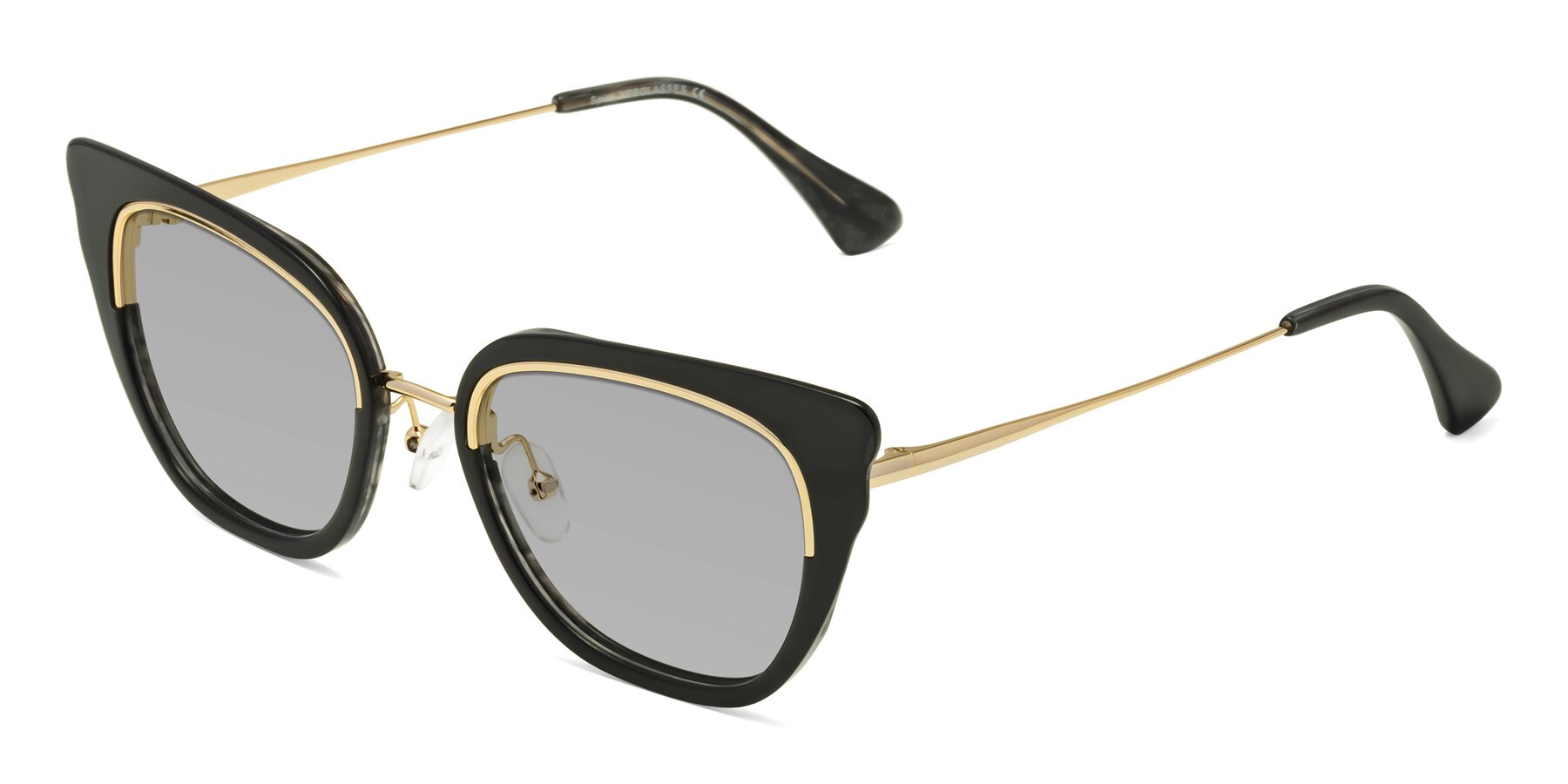 Angle of Spire in Black-Gold with Light Gray Tinted Lenses
