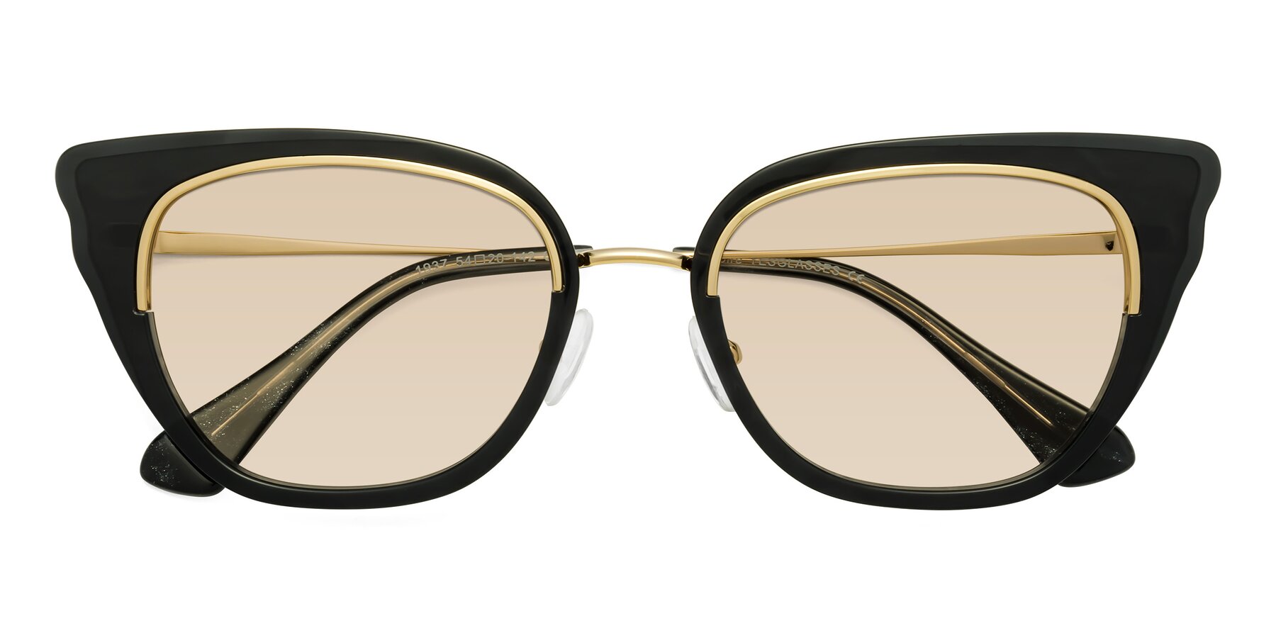 Folded Front of Spire in Black-Gold with Light Brown Tinted Lenses