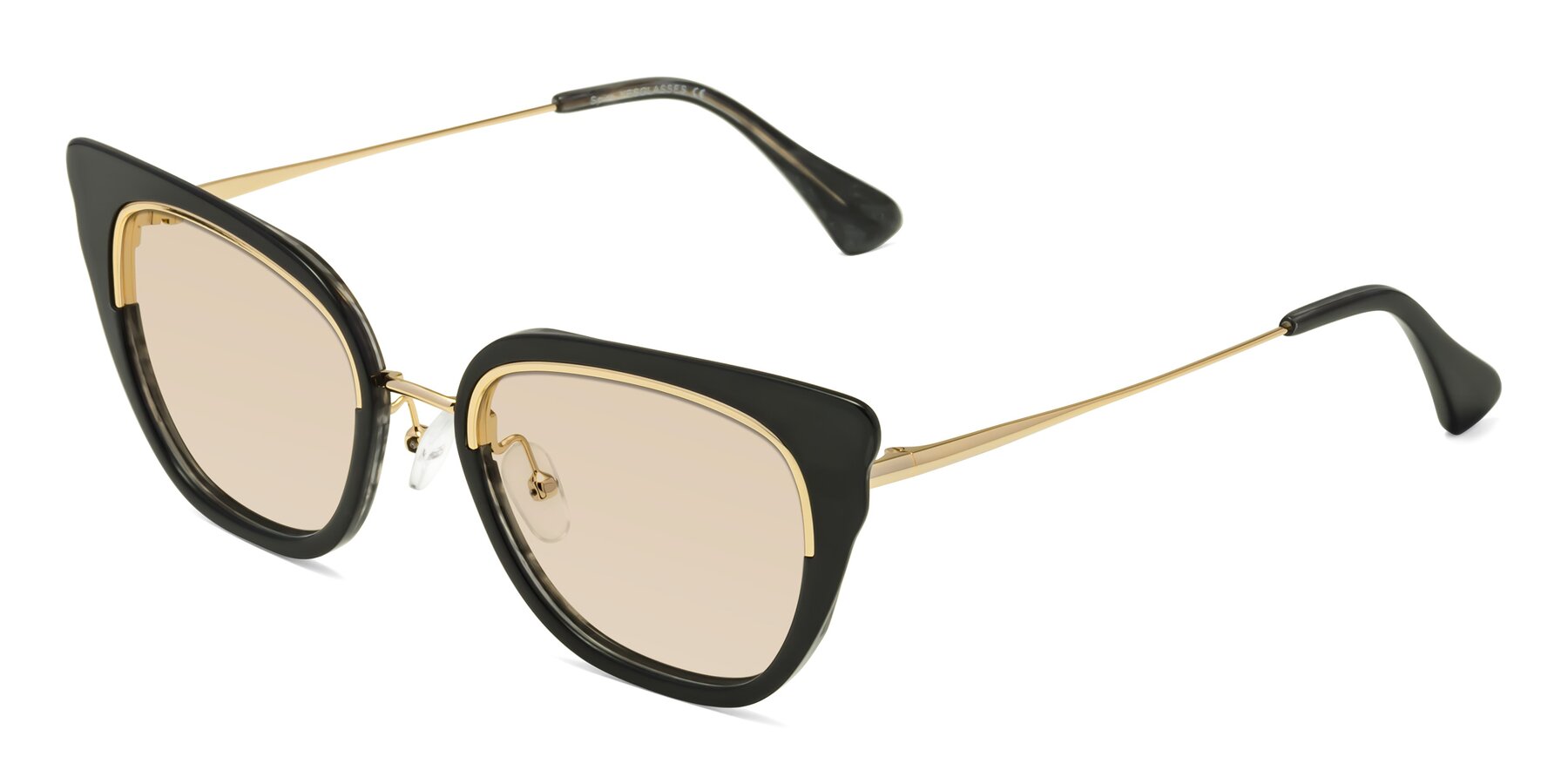 Angle of Spire in Black-Gold with Light Brown Tinted Lenses
