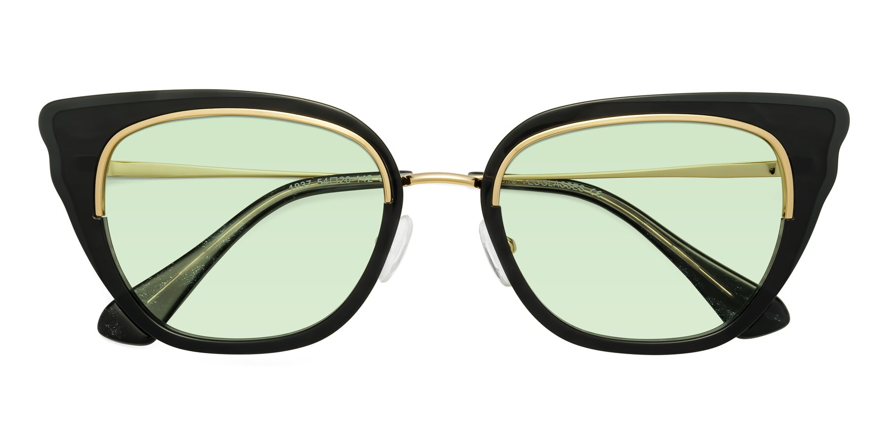 Folded Front of Spire in Black-Gold with Light Green Tinted Lenses