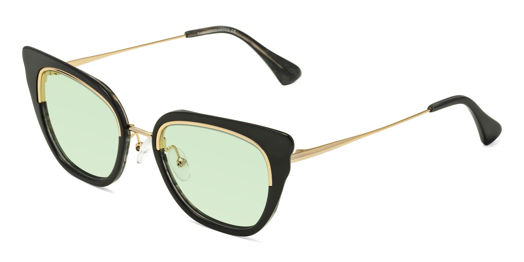 Angle of Spire in Black-Gold with Light Green Tinted Lenses