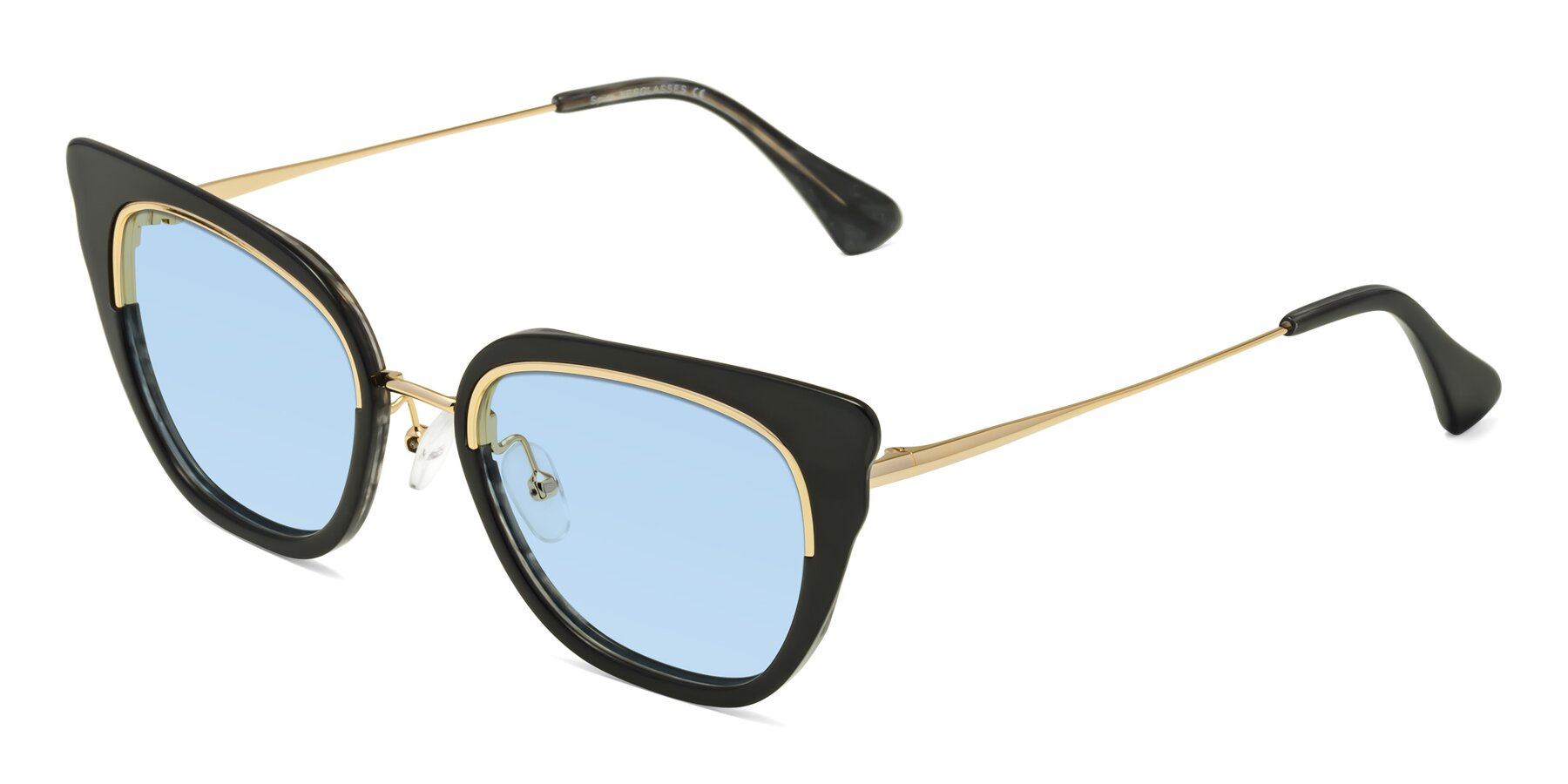 Angle of Spire in Black-Gold with Light Blue Tinted Lenses