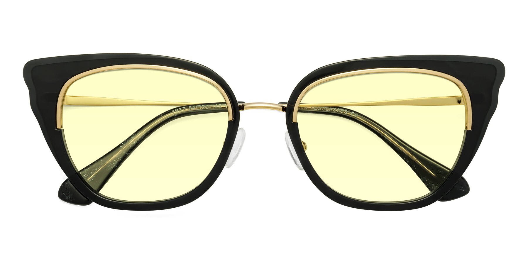 Folded Front of Spire in Black-Gold with Light Yellow Tinted Lenses