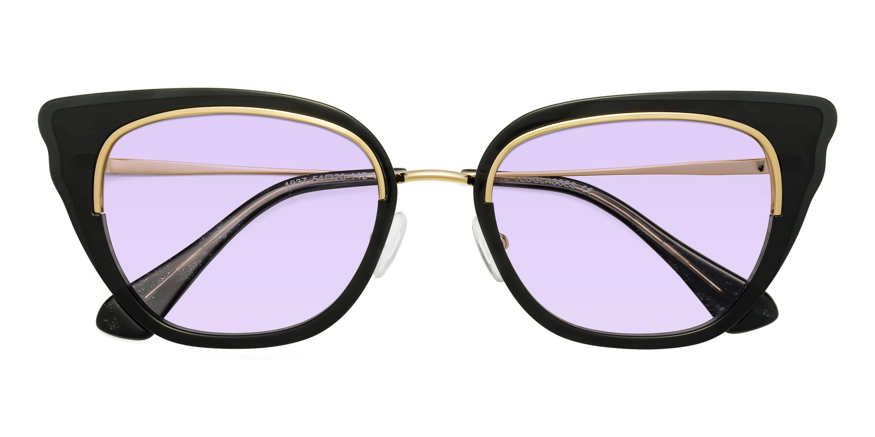 Folded Front of Spire in Black-Gold with Light Purple Tinted Lenses