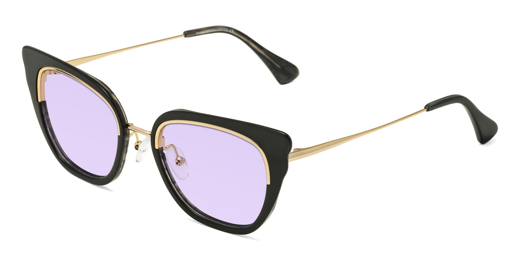 Angle of Spire in Black-Gold with Light Purple Tinted Lenses