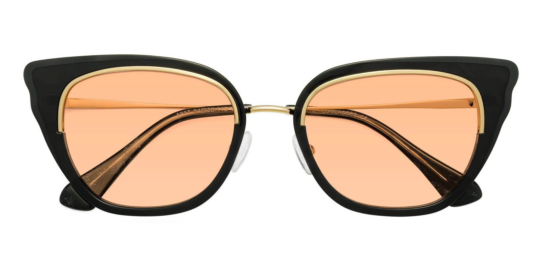 Folded Front of Spire in Black-Gold with Light Orange Tinted Lenses