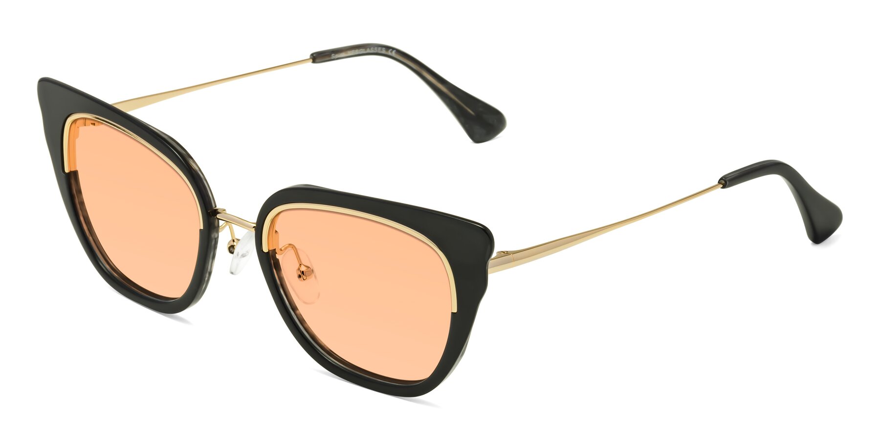 Angle of Spire in Black-Gold with Light Orange Tinted Lenses