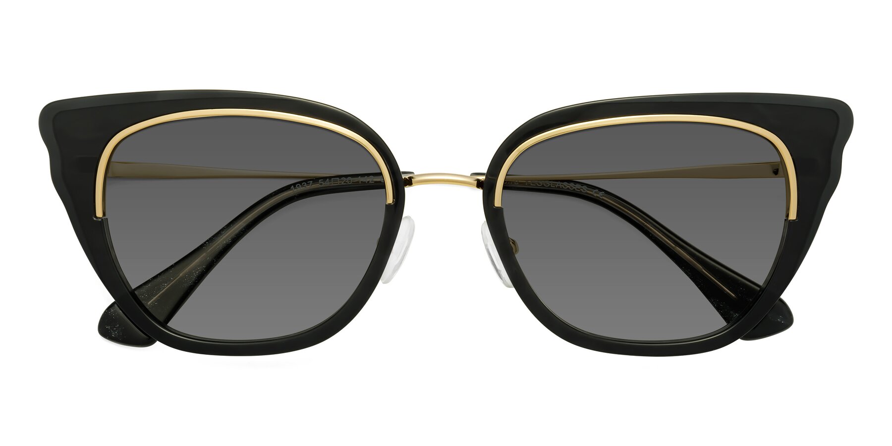 Folded Front of Spire in Black-Gold with Medium Gray Tinted Lenses