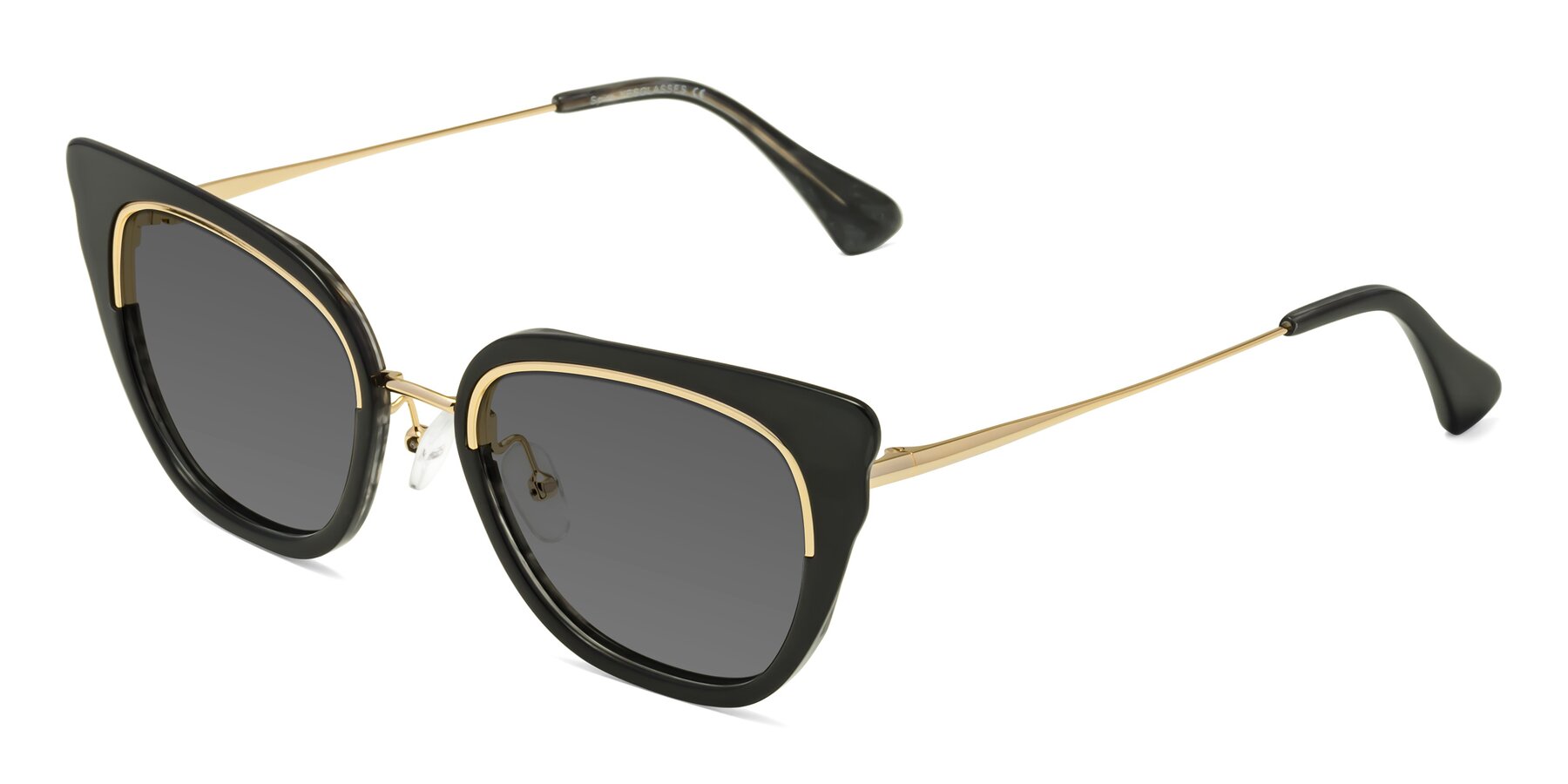 Angle of Spire in Black-Gold with Medium Gray Tinted Lenses