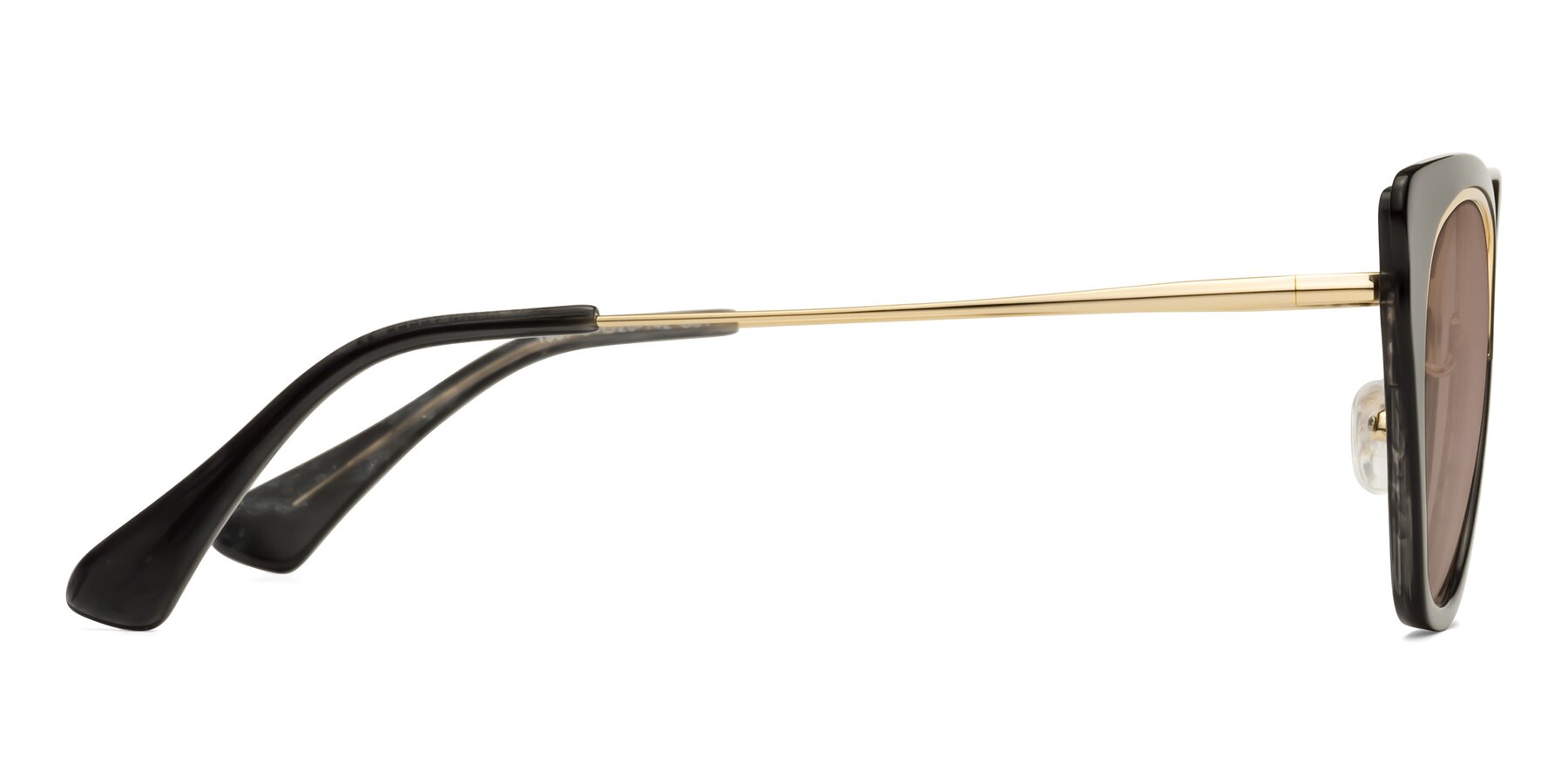 Side of Spire in Black-Gold with Medium Brown Tinted Lenses