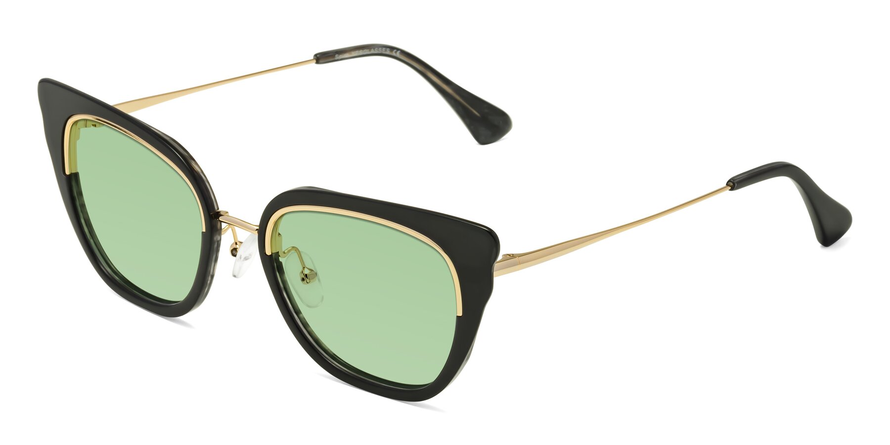 Angle of Spire in Black-Gold with Medium Green Tinted Lenses