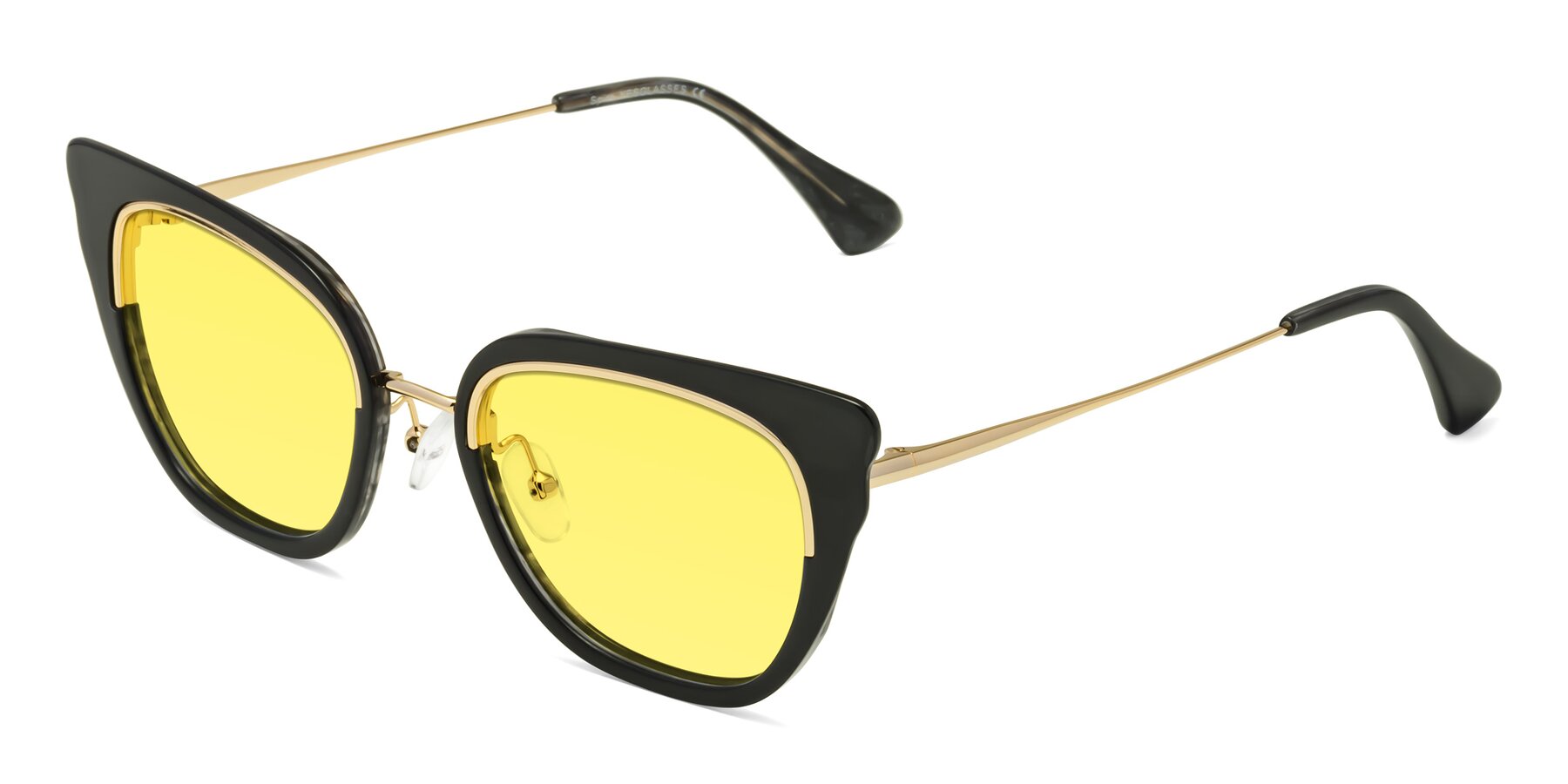 Angle of Spire in Black-Gold with Medium Yellow Tinted Lenses