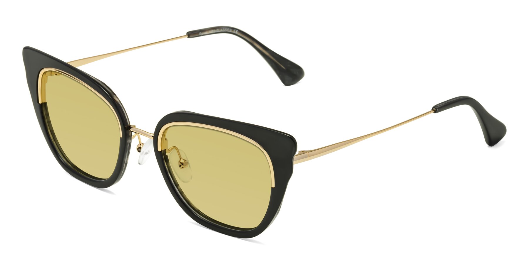 Angle of Spire in Black-Gold with Medium Champagne Tinted Lenses