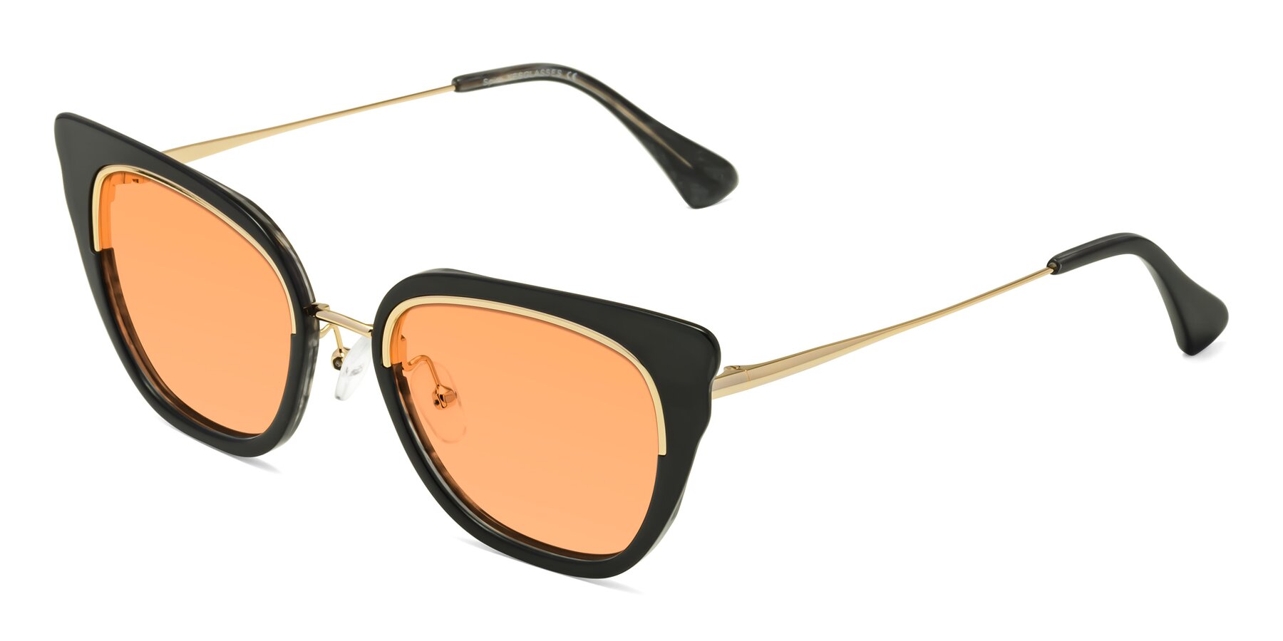 Angle of Spire in Black-Gold with Medium Orange Tinted Lenses