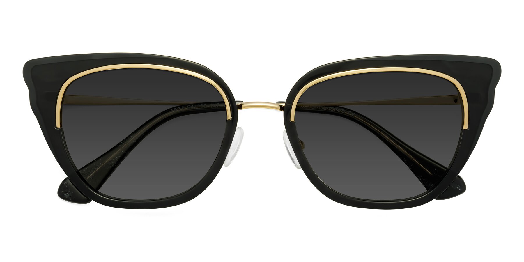 Folded Front of Spire in Black-Gold with Gray Tinted Lenses