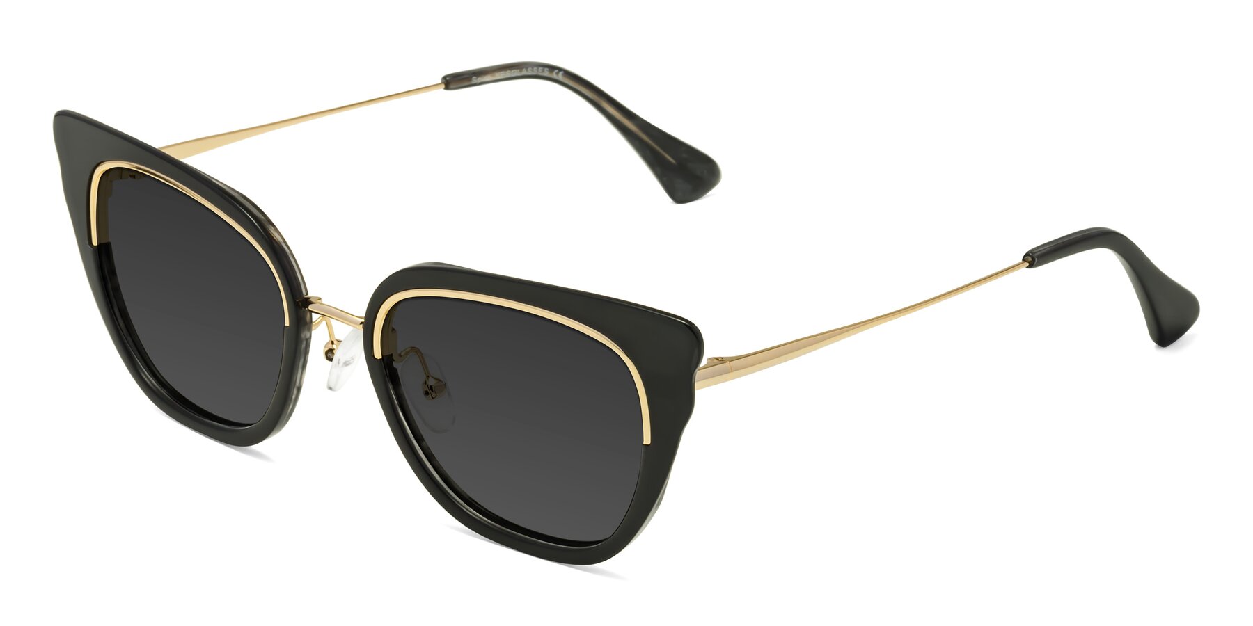Angle of Spire in Black-Gold with Gray Tinted Lenses