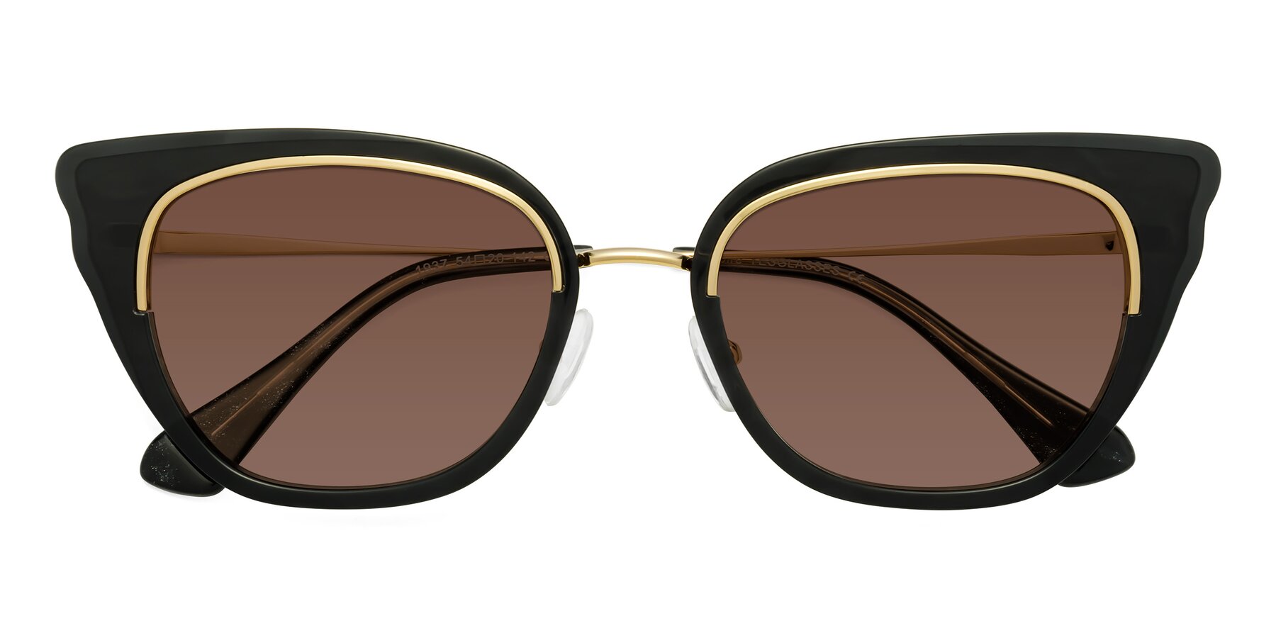 Folded Front of Spire in Black-Gold with Brown Tinted Lenses