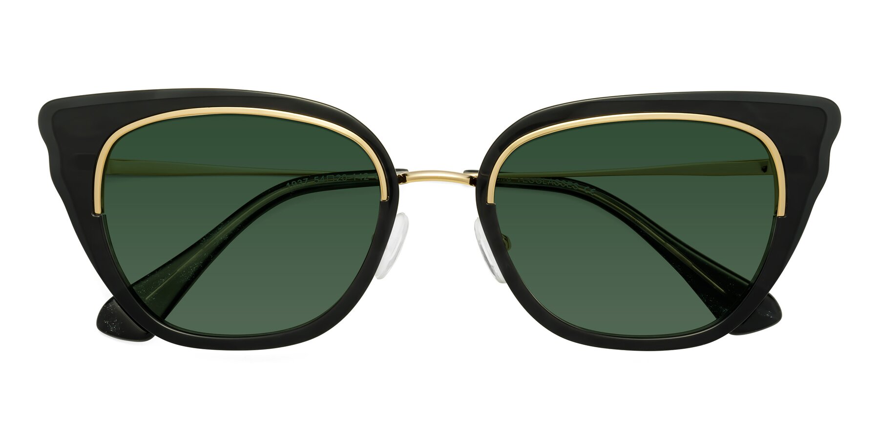Folded Front of Spire in Black-Gold with Green Tinted Lenses