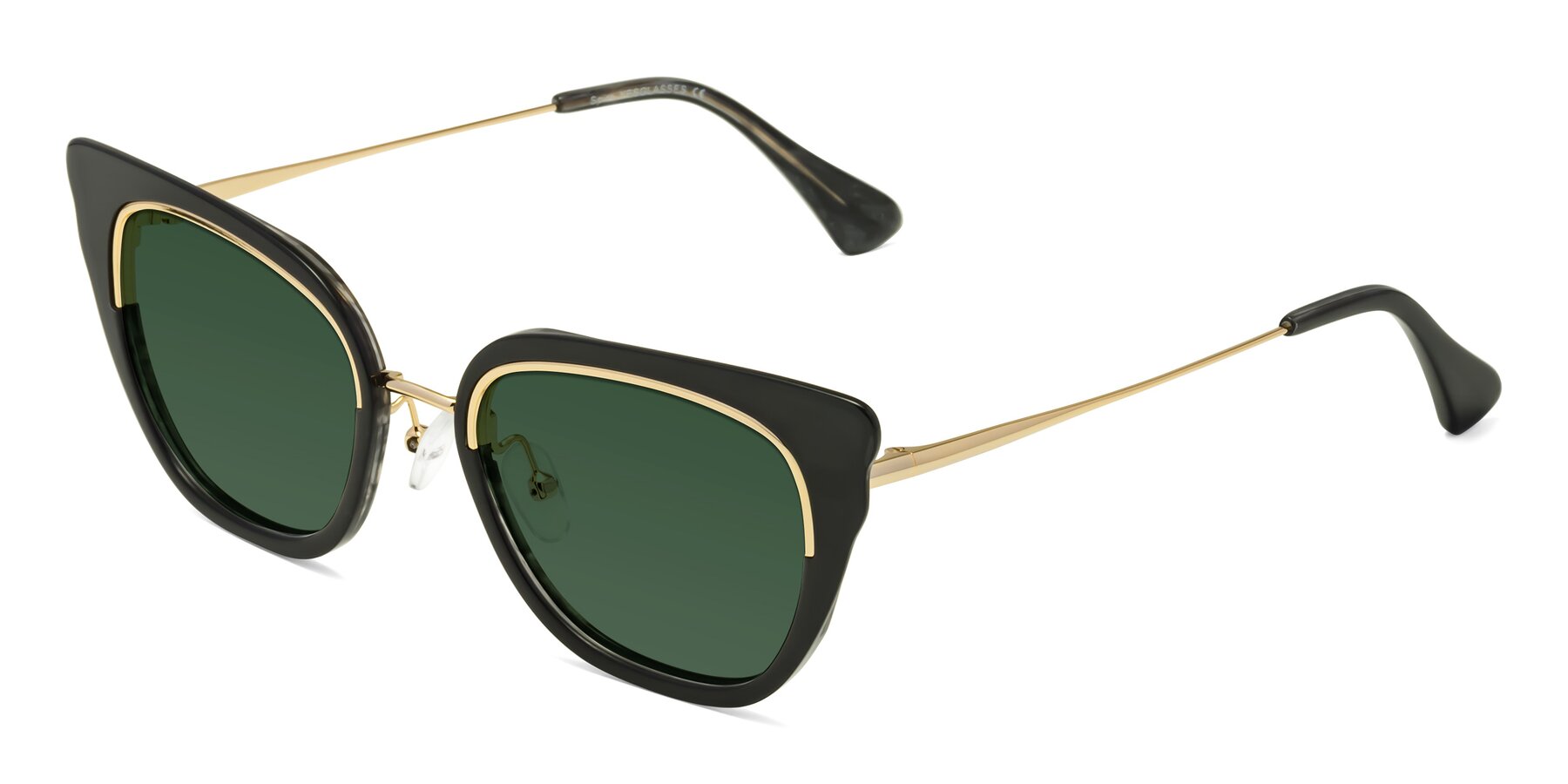 Angle of Spire in Black-Gold with Green Tinted Lenses
