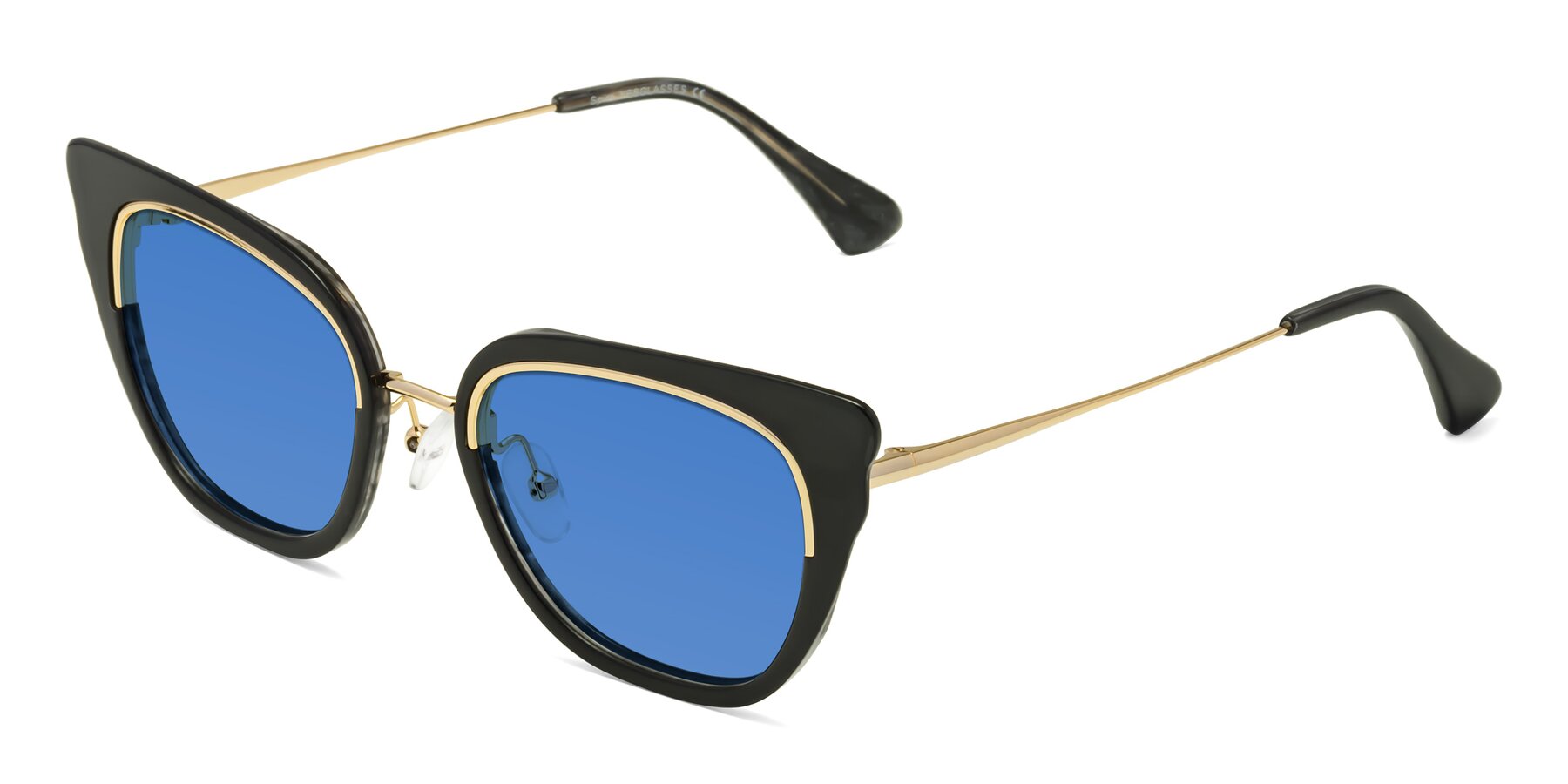 Angle of Spire in Black-Gold with Blue Tinted Lenses