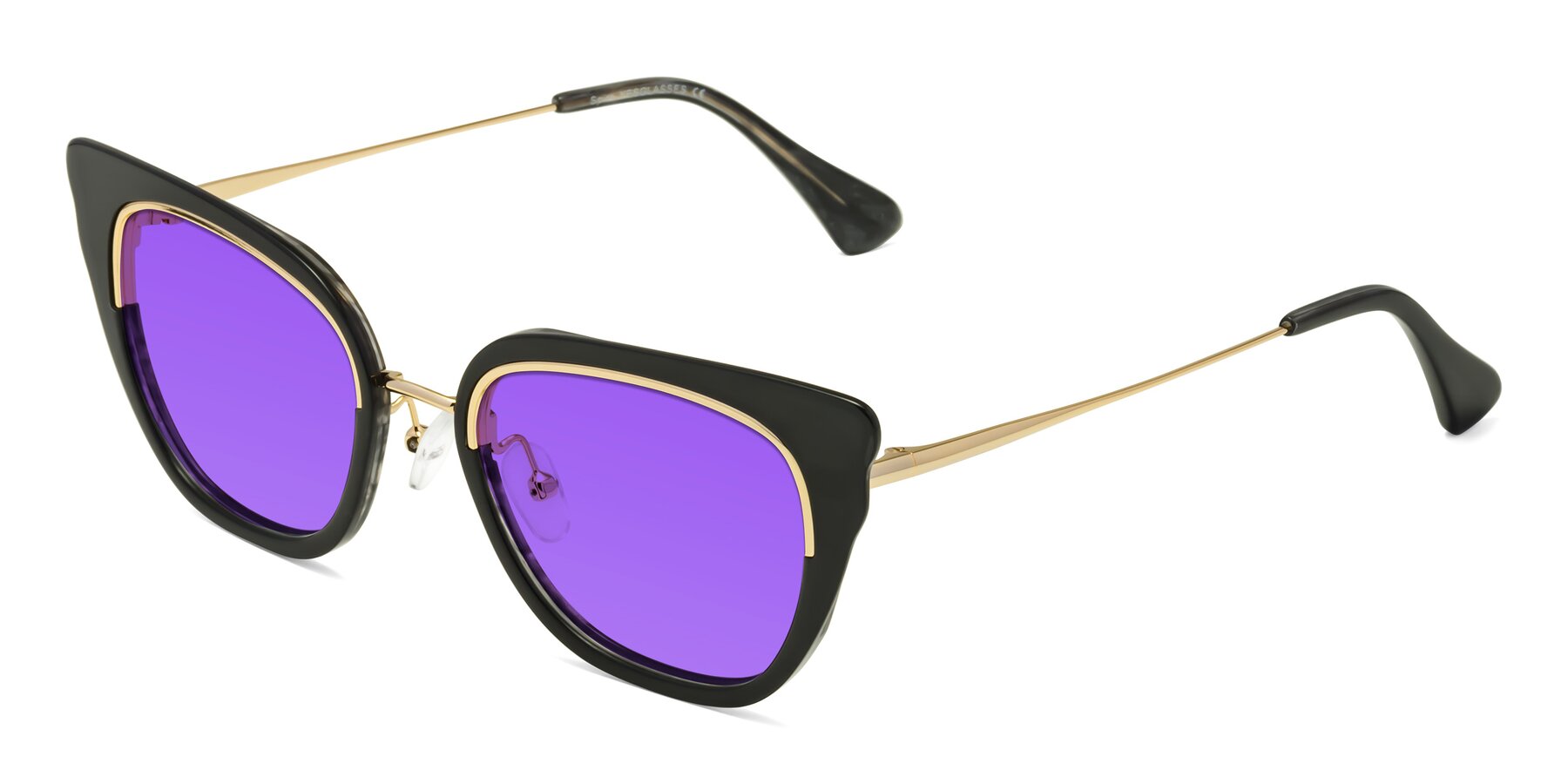 Angle of Spire in Black-Gold with Purple Tinted Lenses