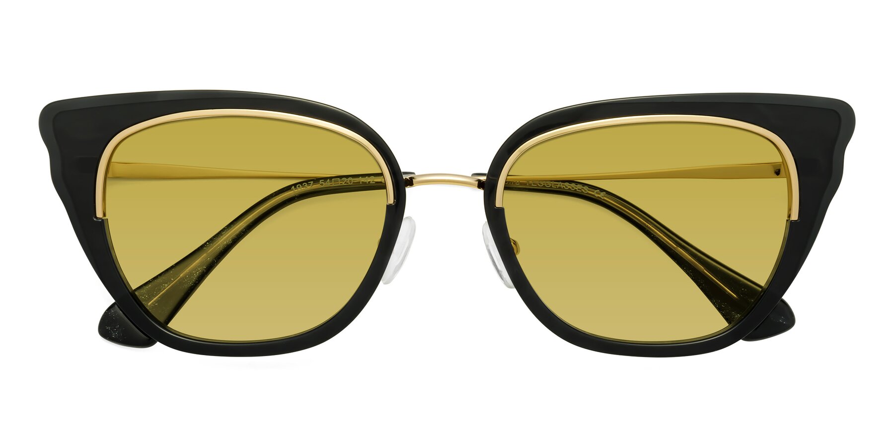 Folded Front of Spire in Black-Gold with Champagne Tinted Lenses