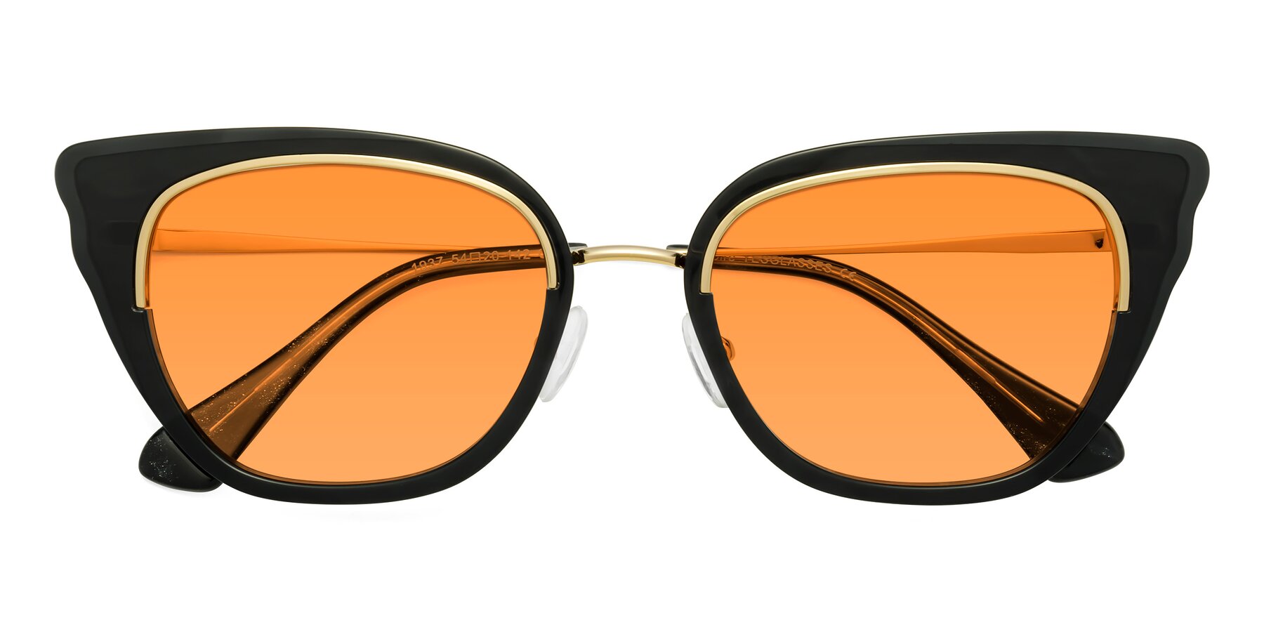 Folded Front of Spire in Black-Gold with Orange Tinted Lenses