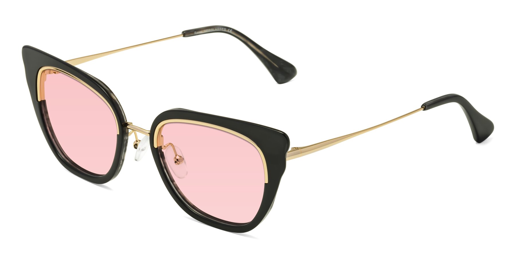 Angle of Spire in Black-Gold with Light Garnet Tinted Lenses