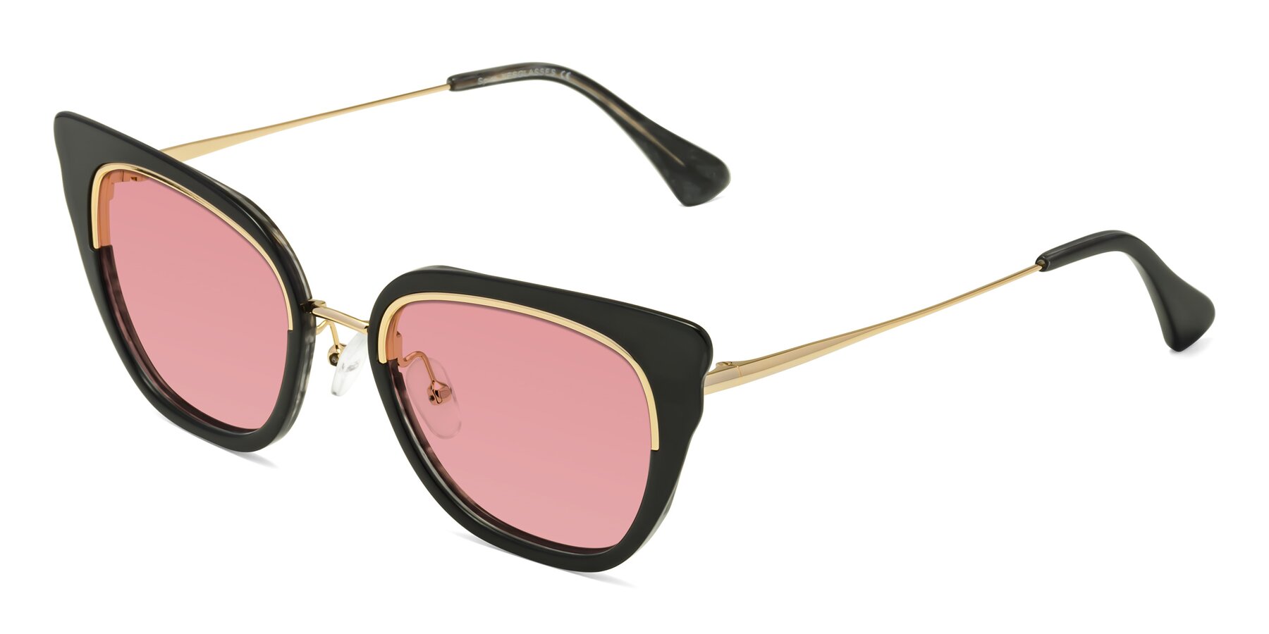 Angle of Spire in Black-Gold with Medium Garnet Tinted Lenses