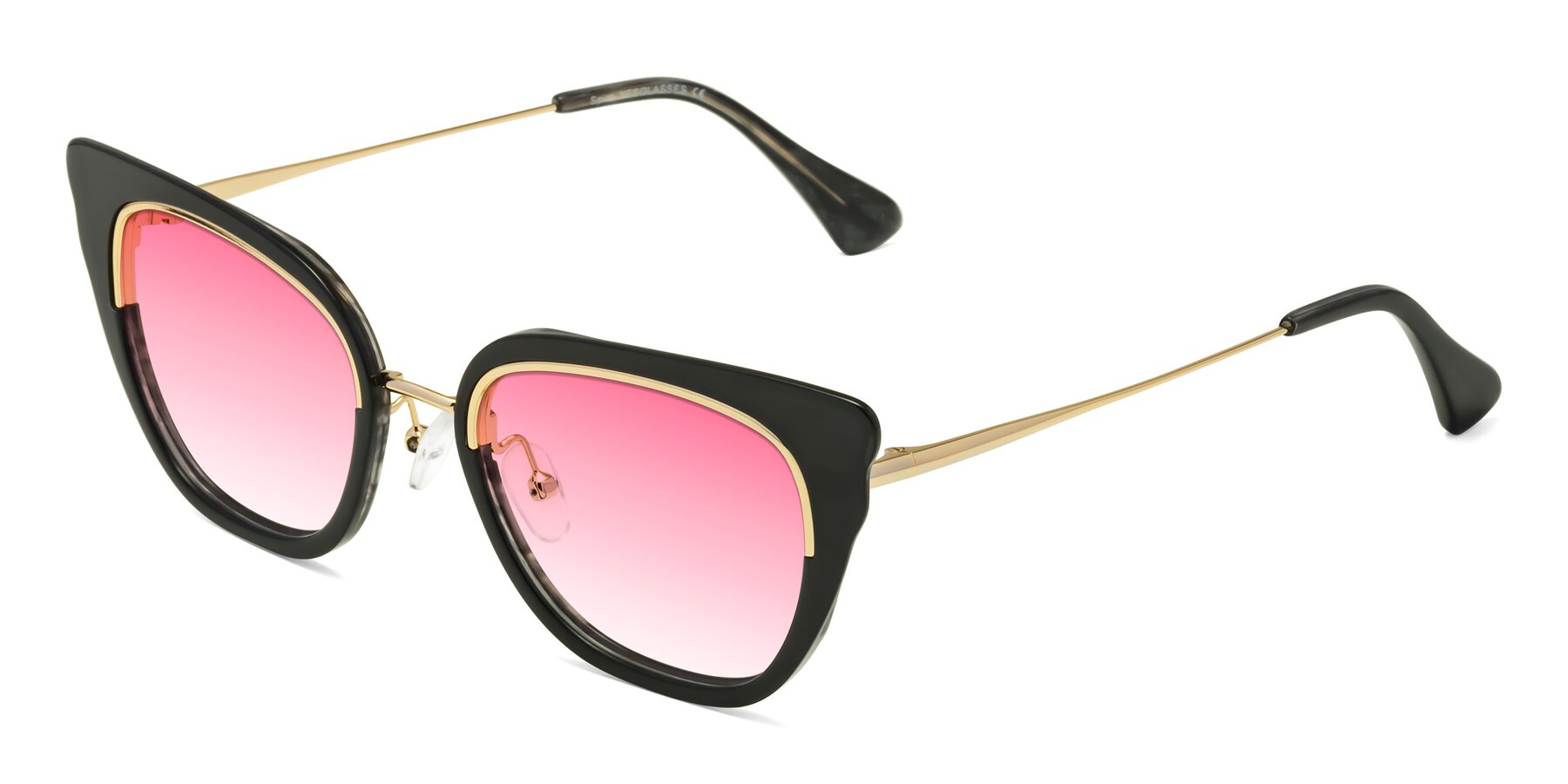 Angle of Spire in Black-Gold with Pink Gradient Lenses