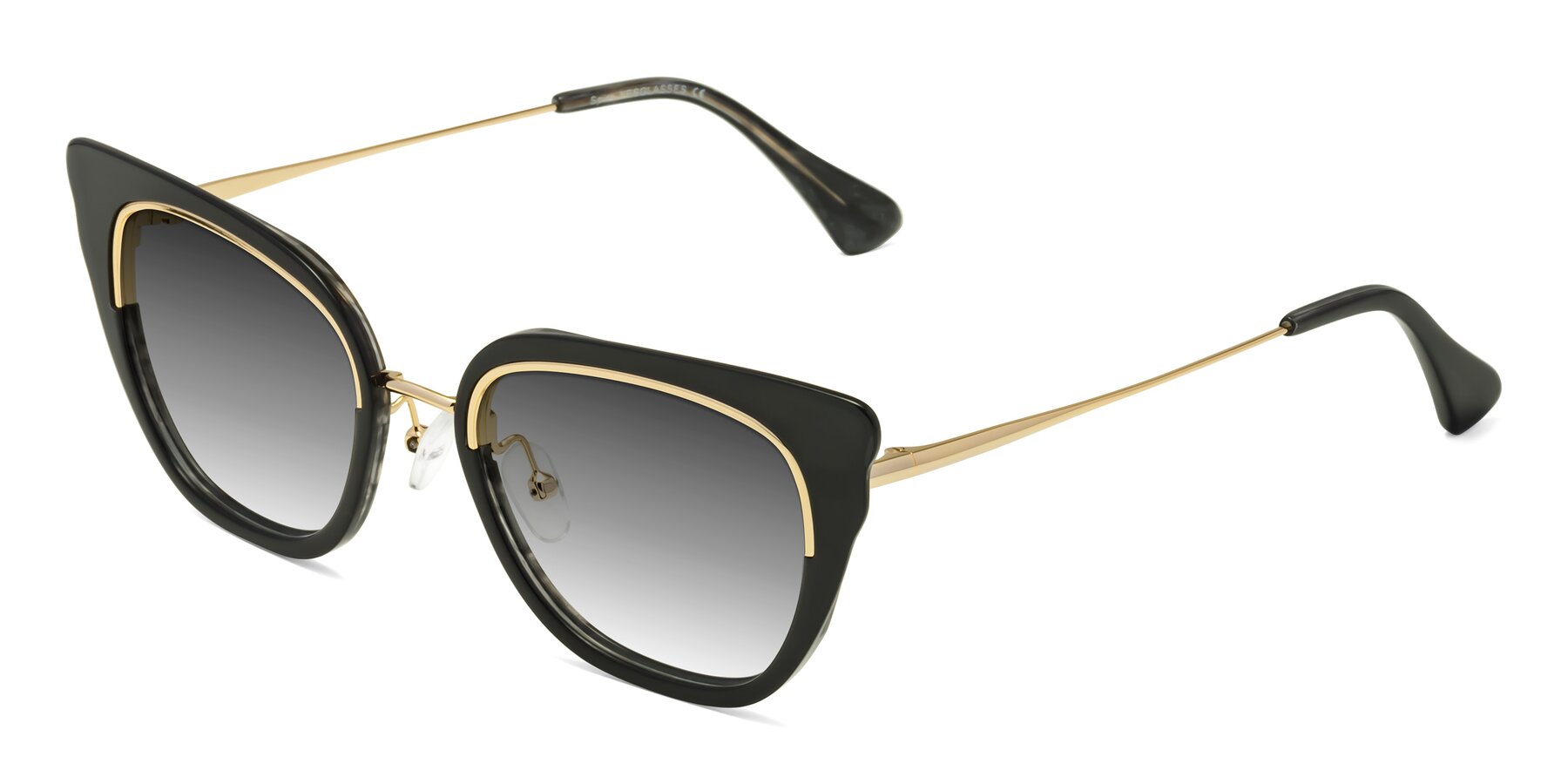 Angle of Spire in Black-Gold with Gray Gradient Lenses