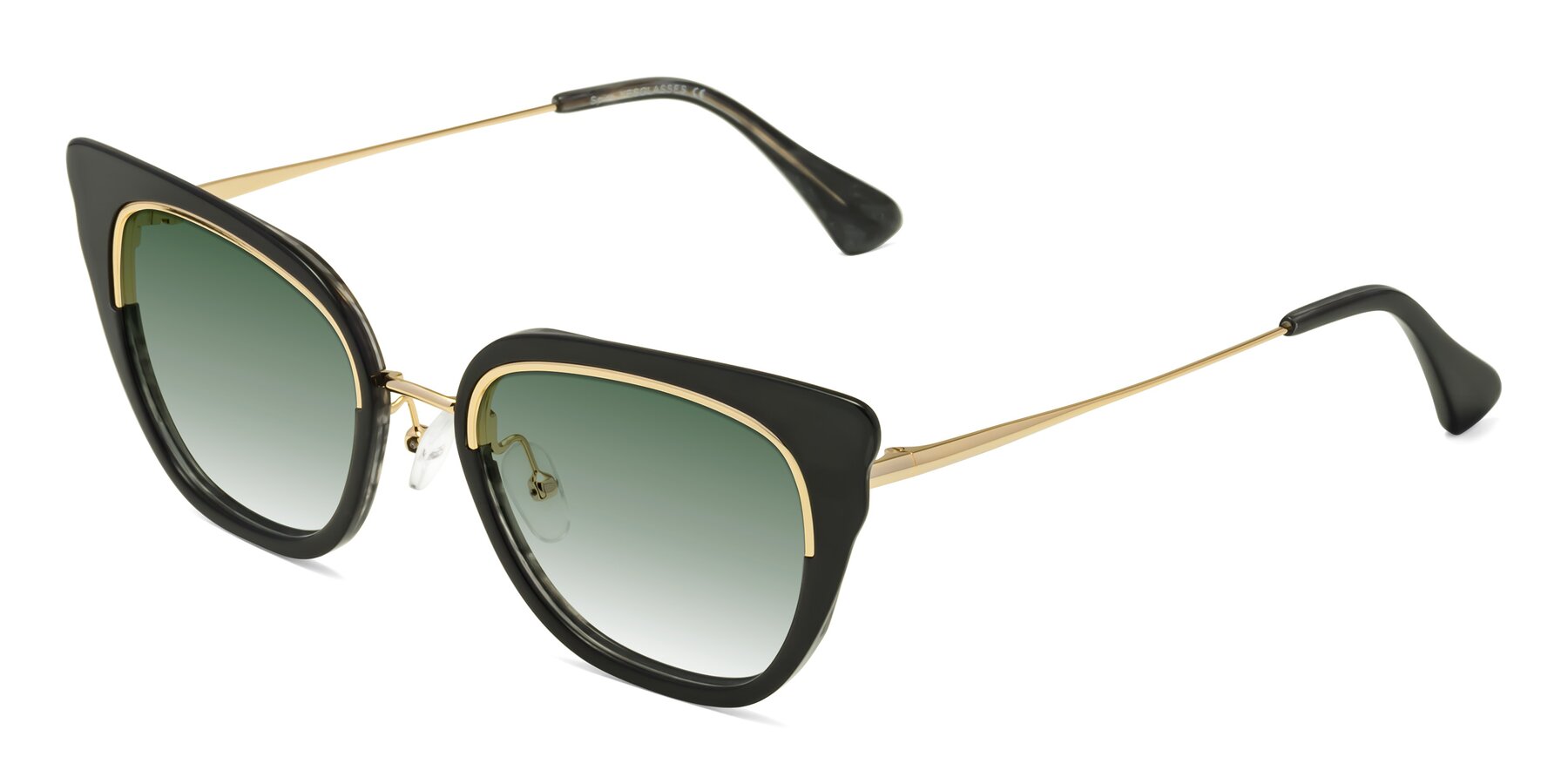 Angle of Spire in Black-Gold with Green Gradient Lenses