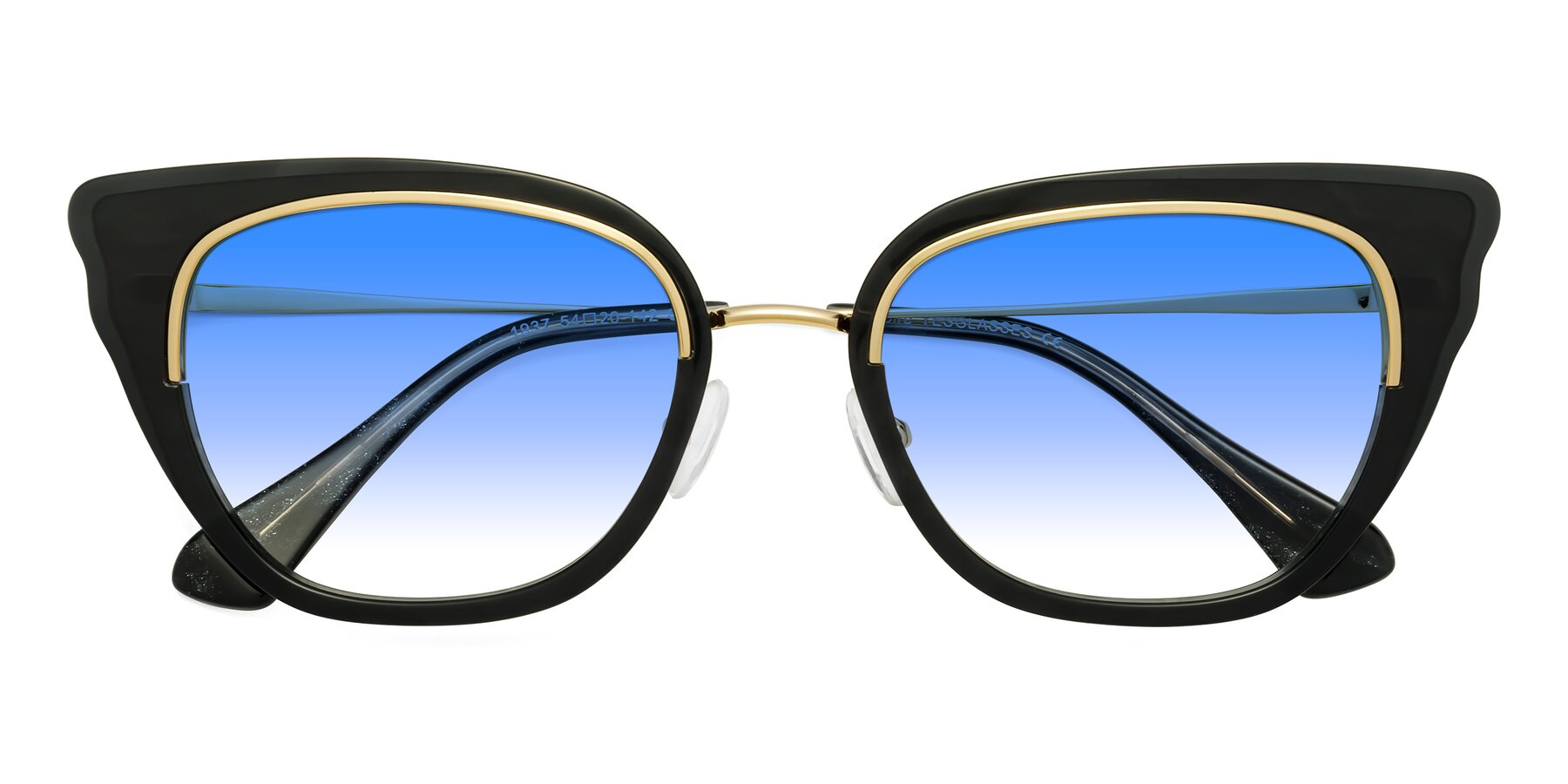 Folded Front of Spire in Black-Gold with Blue Gradient Lenses