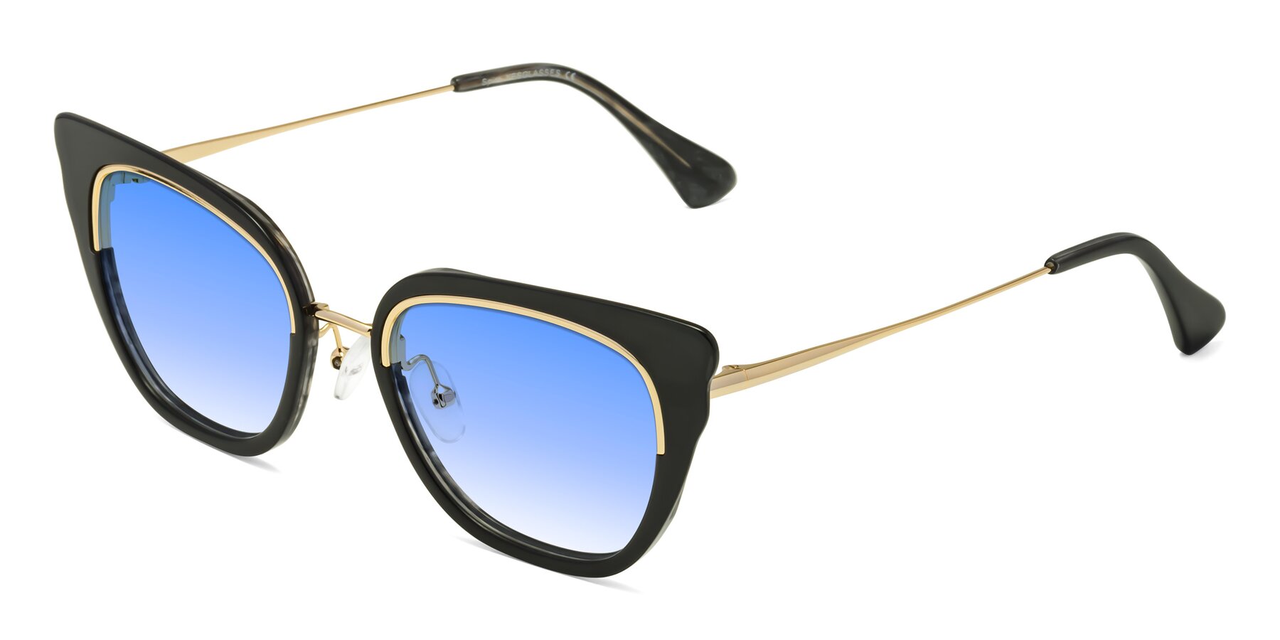 Angle of Spire in Black-Gold with Blue Gradient Lenses